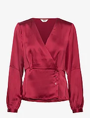 Object - OBJALAMANDA L/S WRAP TOP 129 - long-sleeved blouses - red dahlia - 0