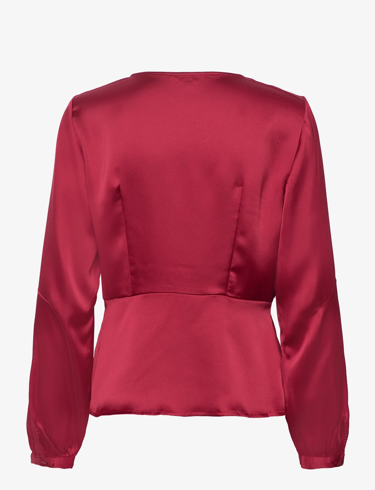 Object - OBJALAMANDA L/S WRAP TOP 129 - long-sleeved blouses - red dahlia - 1