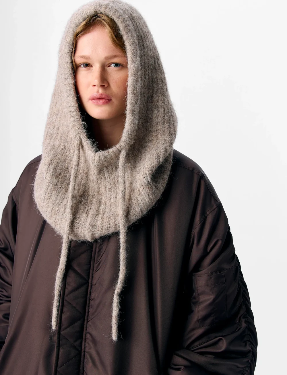 Object - OBJMILU KNIT BALACLAVA NOOS - sturmhaube - humus - 0