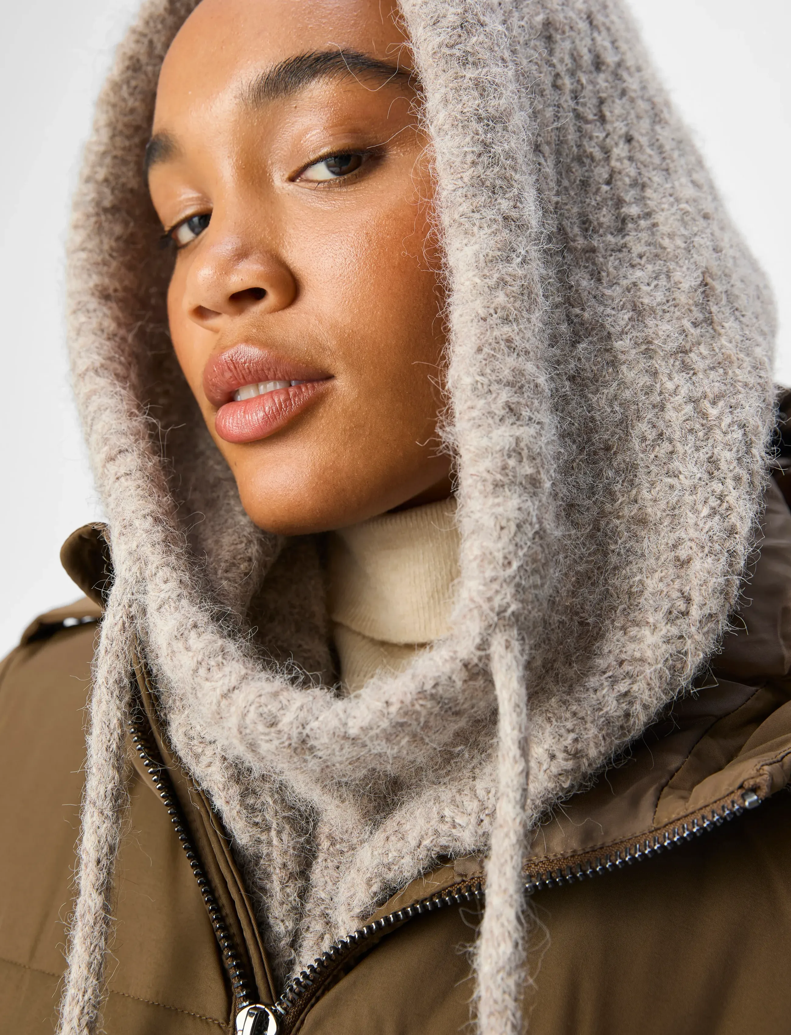 Object - OBJMILU KNIT BALACLAVA REP - humus - 3