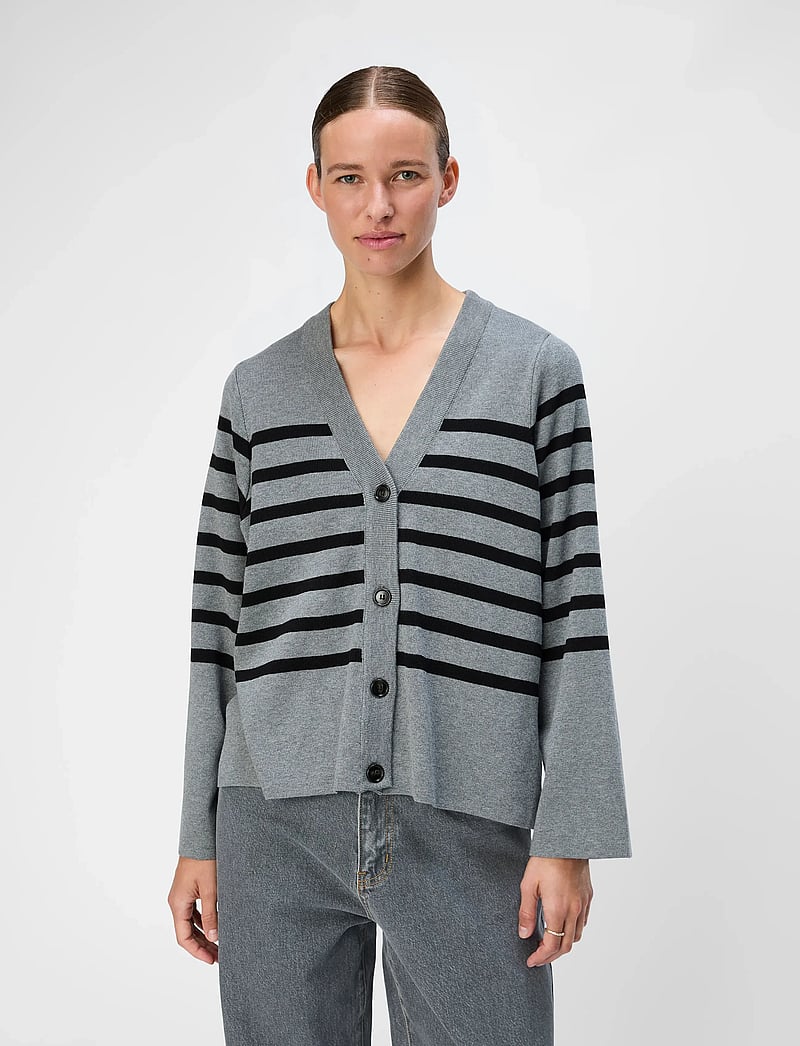 Object - OBJESTER L/S CARDIGAN NOOS - cardigans - medium grey melange - 0