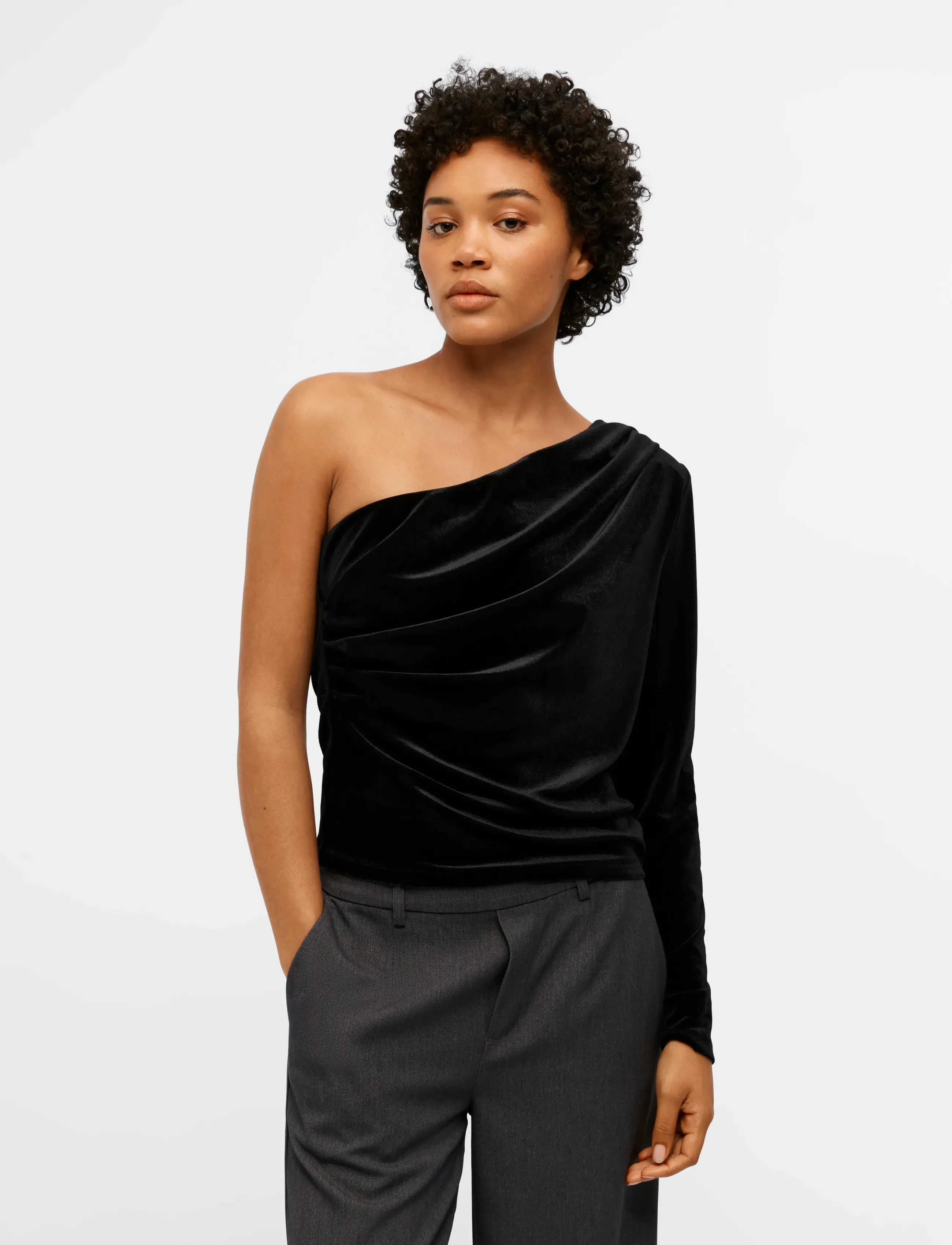 Object - OBJBIANCA ONE SHOULDER TOP 130 - Ärmellose blusen - black - 0