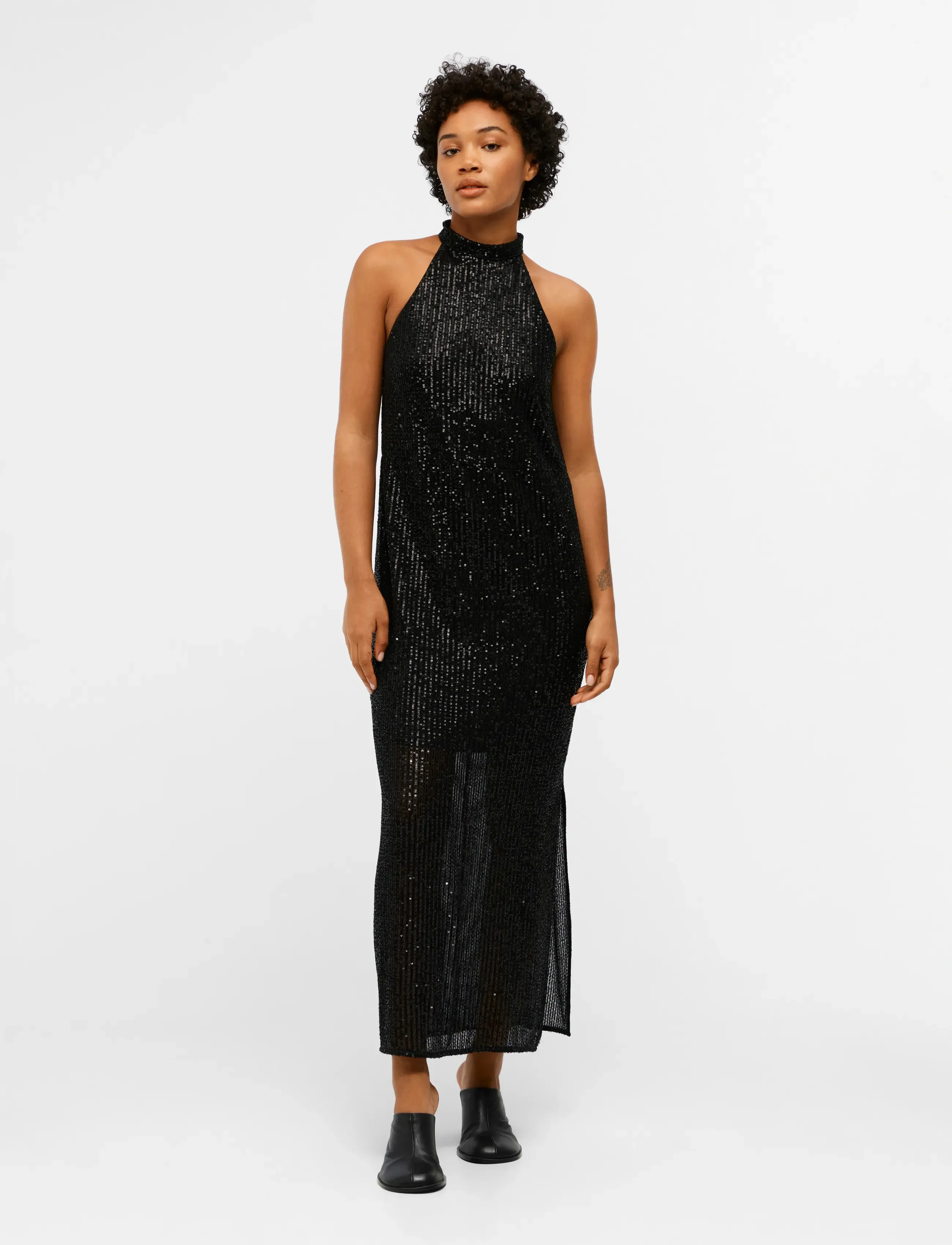 Object OBJYASMINE S/L LONG DRESS 130 - Pailletkjoler - BLACK / black