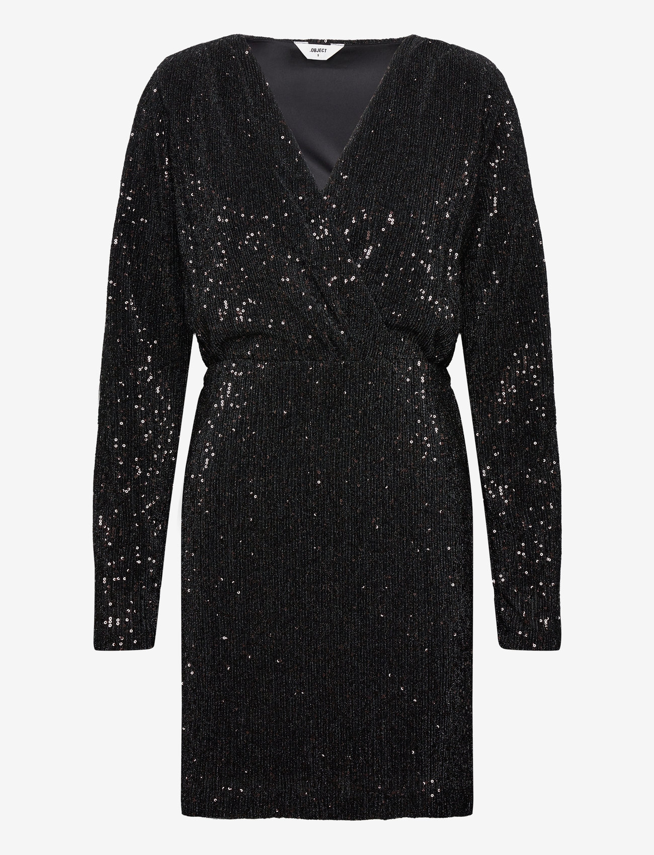 Object - OBJTULUA L/S SHORT DRESS 130 - pailletkjoler - black - 1
