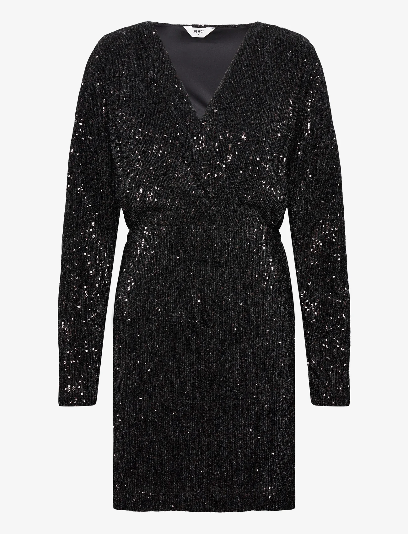 Object - OBJTULUA L/S SHORT DRESS 130 - feestelijke kleding voor outlet-prijzen - black - 0