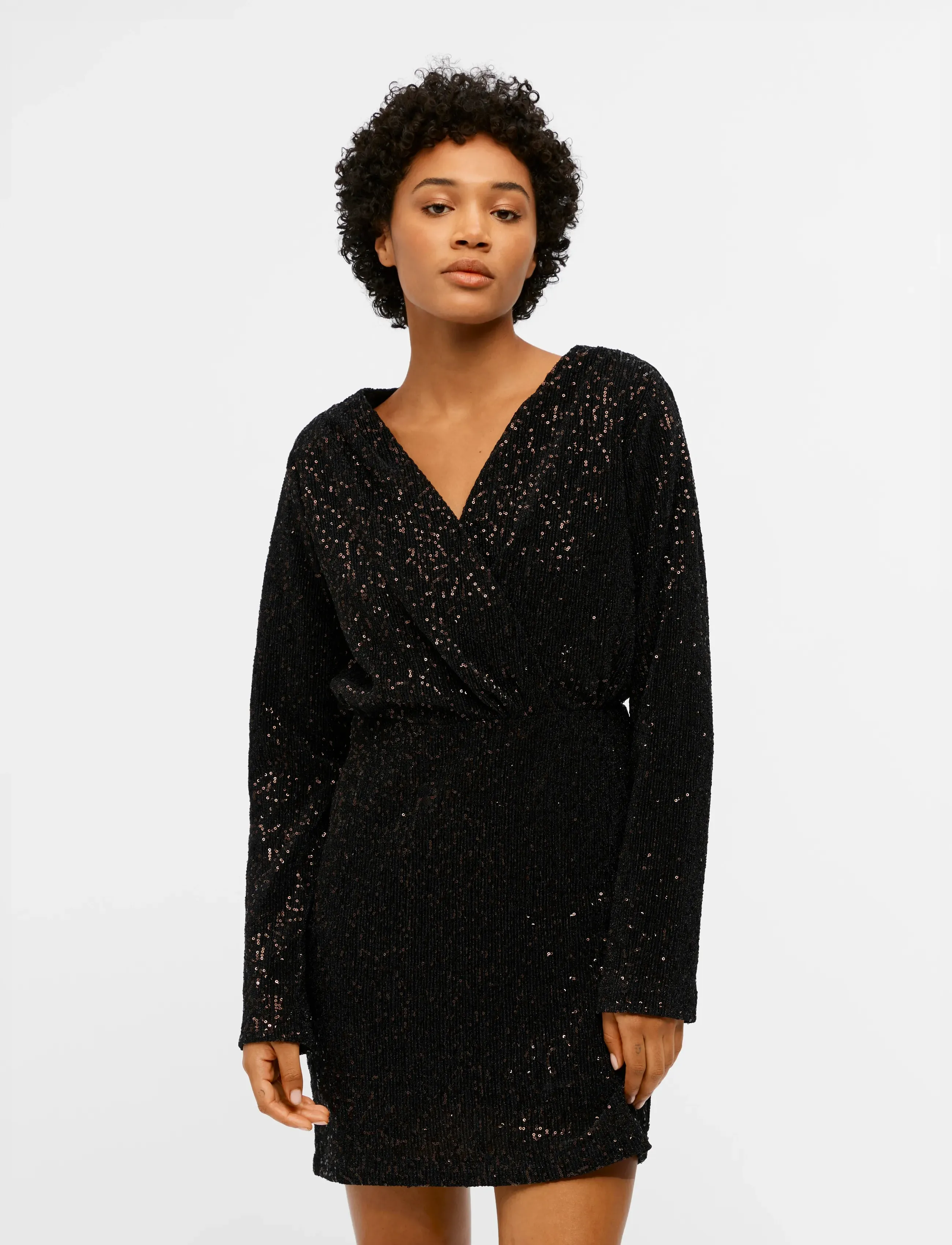 Object OBJTULUA L/S SHORT DRESS 130 - Pailletkjoler - BLACK / black