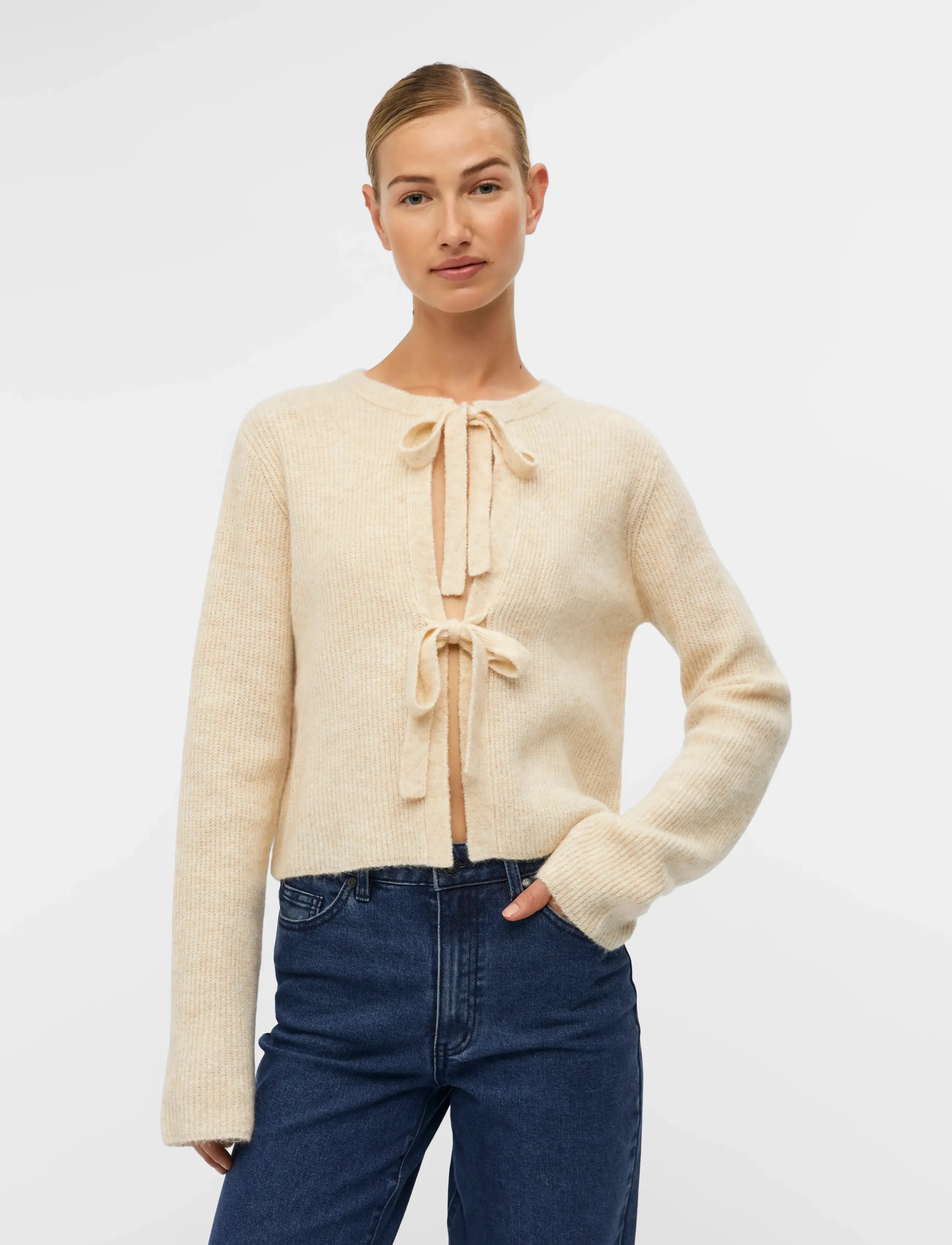 Object Objparvi Knit Cardigan Noos, XS, Knitwear, Creme - Cardigans, Frauen