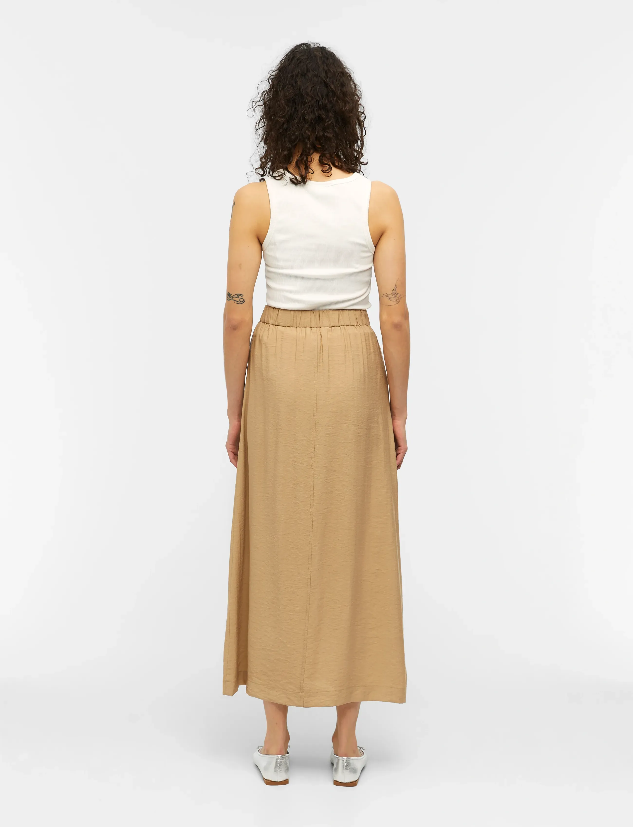 Object - OBJFALINE MW ANCLE SKIRT E SS FAIR 23 - maxi nederdele - humus - 3