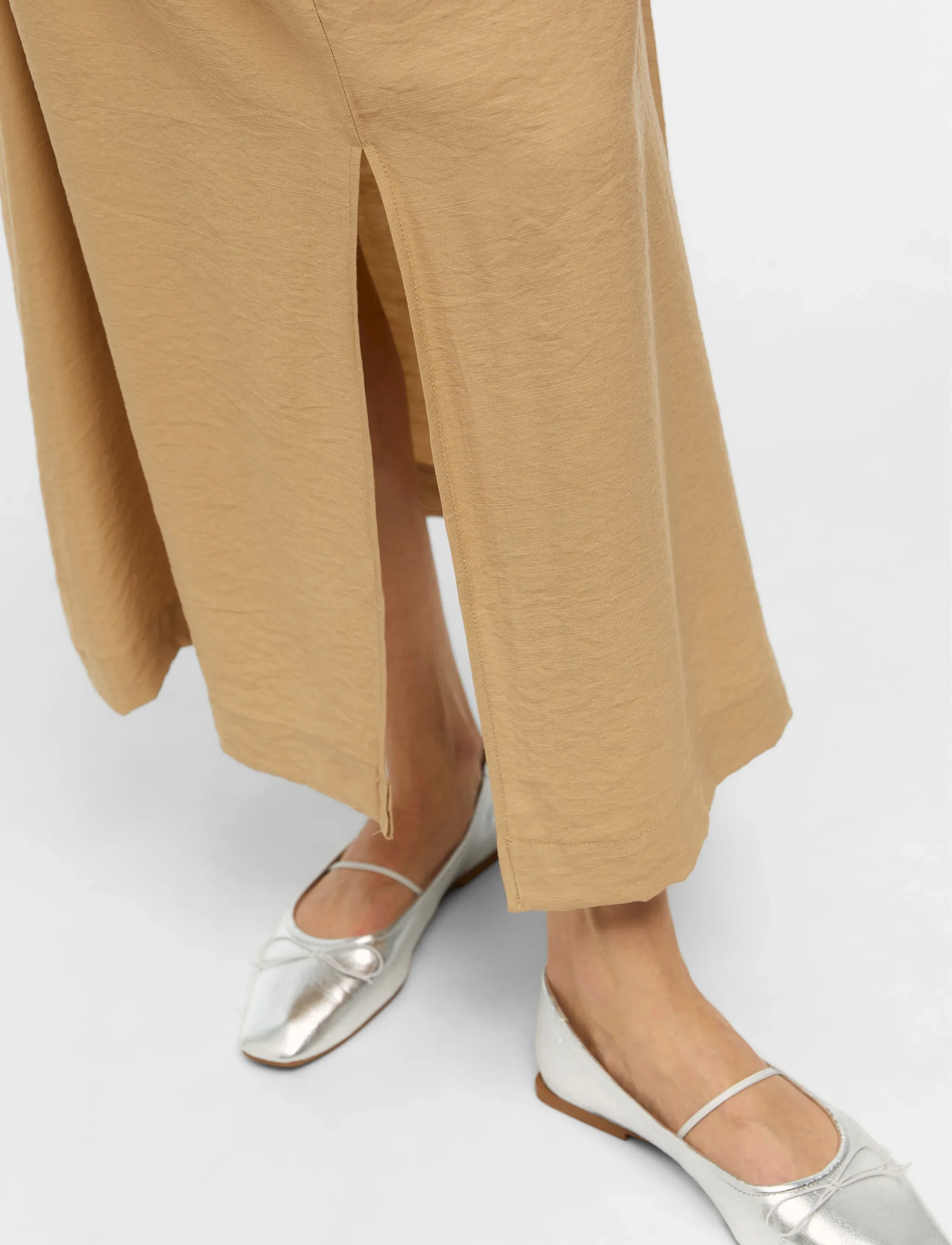 Object - OBJFALINE MW ANCLE SKIRT E SS FAIR 23 - maxi nederdele - humus - 4