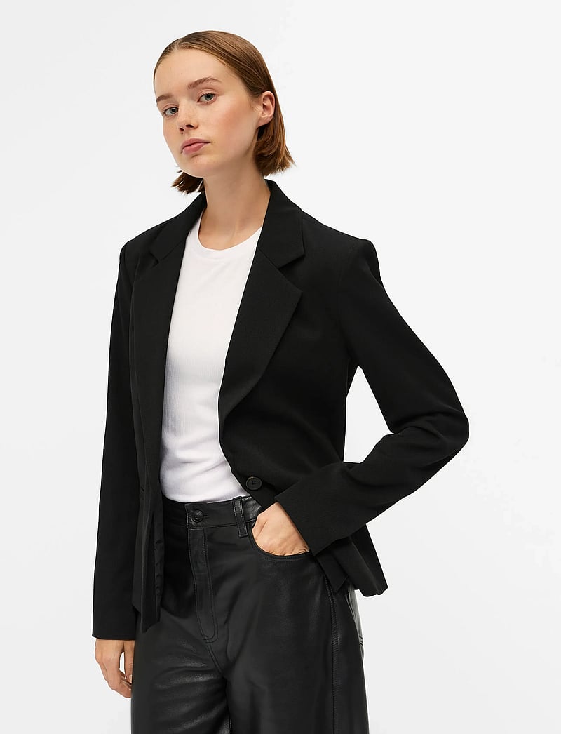 Object - OBJLISA L/S BUTTON BLAZER NOOS - enkeltradede blazere - black - 0