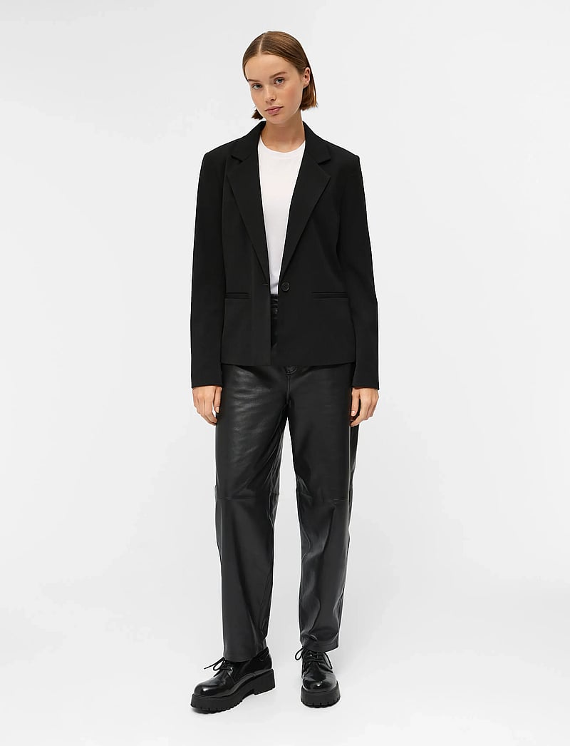 Object - OBJLISA L/S BUTTON BLAZER NOOS - enkeltradede blazere - black - 4