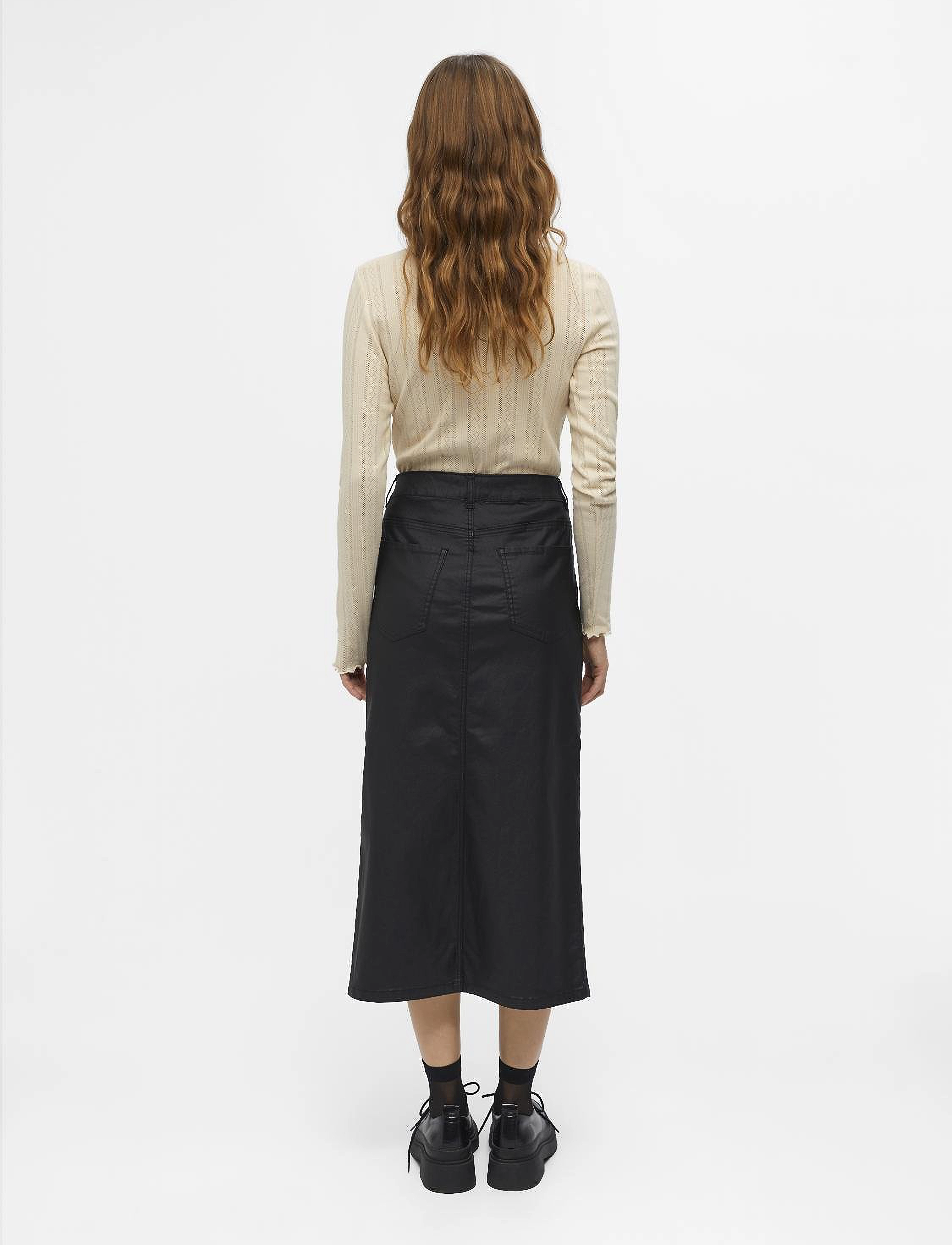 Object - OBJNAYA COATED MW SKIRT NOOS - midi-röcke - black - 3