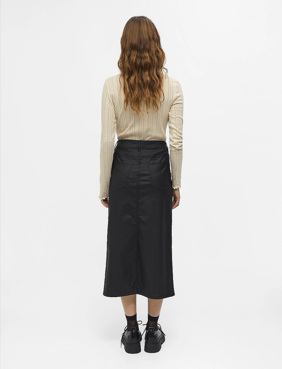 Object - OBJNAYA COATED MW SKIRT NOOS - jupes midi - black - 3