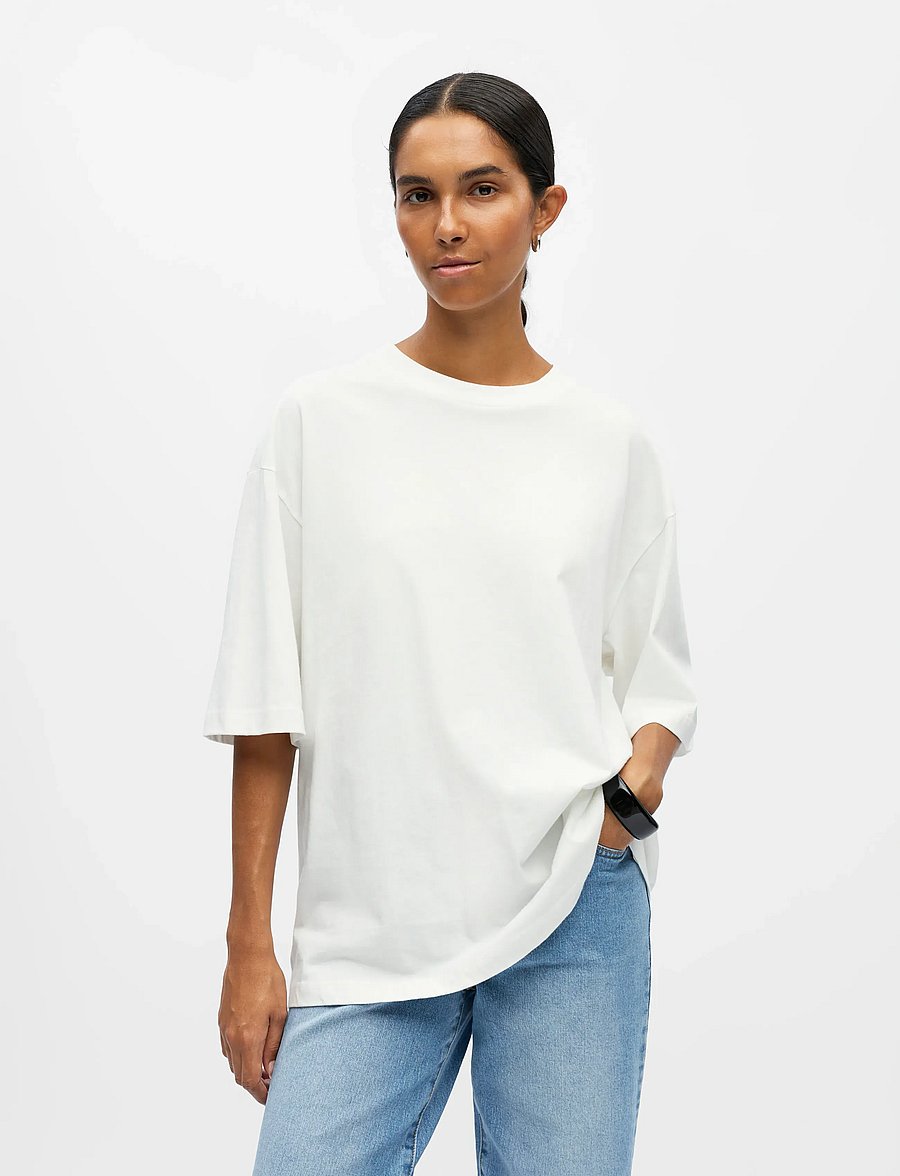 Object - OBJGIMA 2/4 OVERSIZE T-SHIRT NOOS - t-särgid - cloud dancer - 0