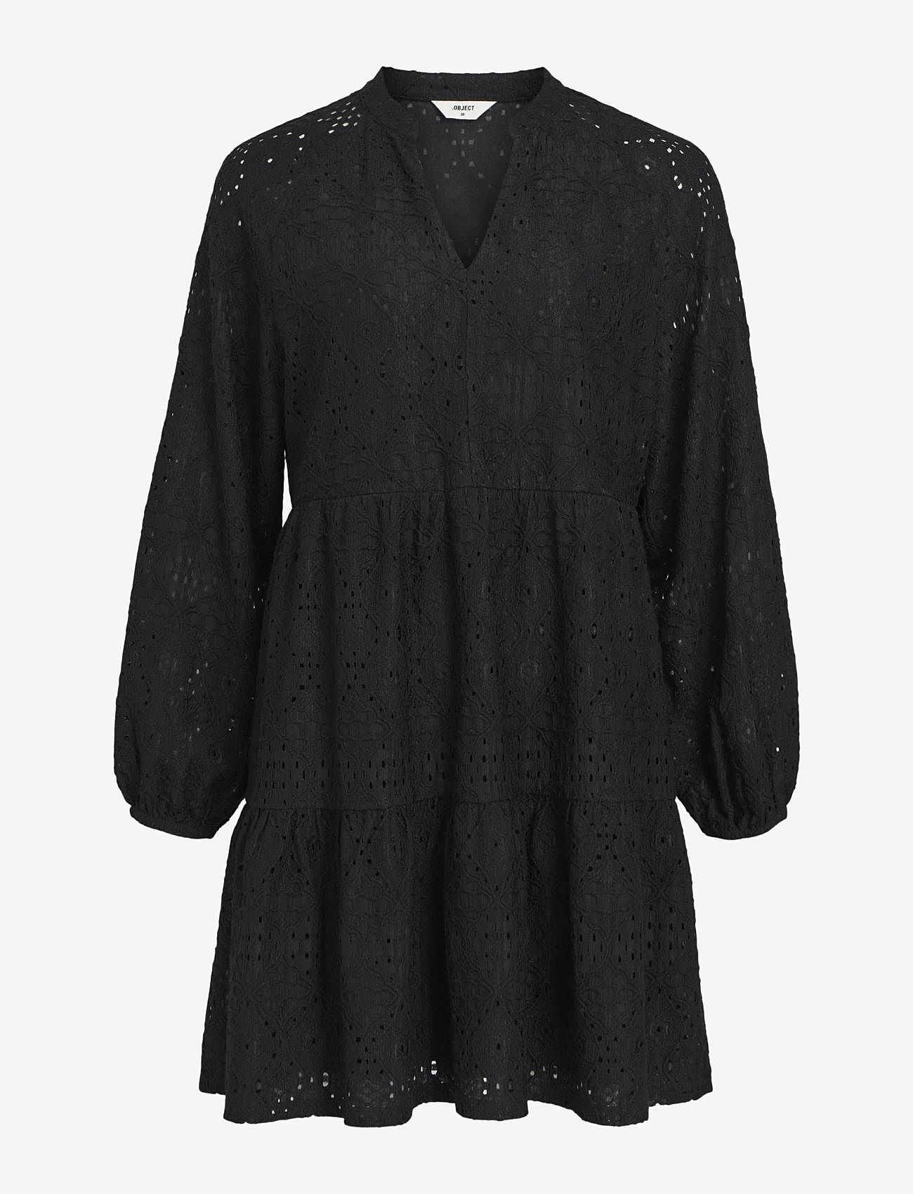 Object - OBJFEODORA GIA L/S DRESS DIV - krótkie sukienki - black - 0