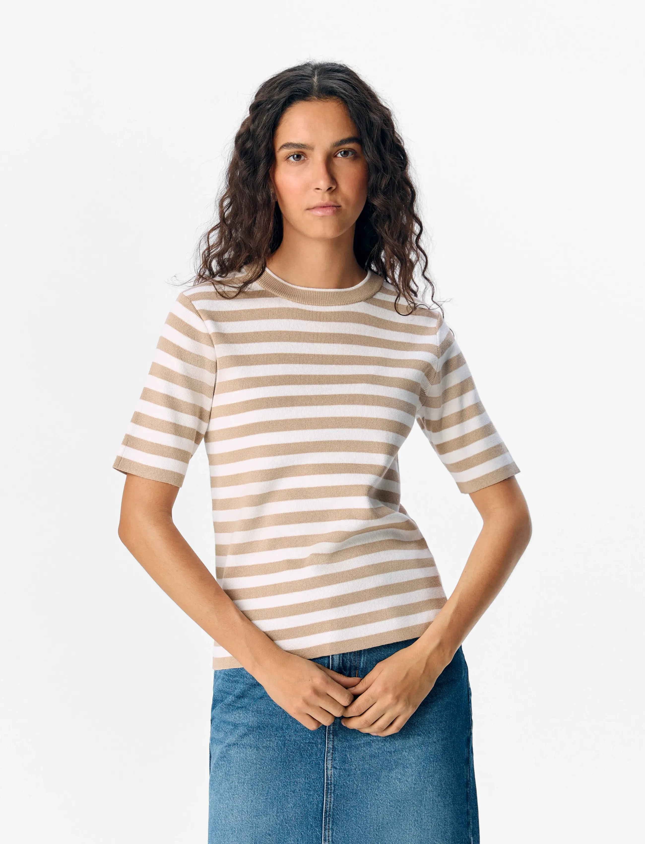Object Objester S/S New Knit Pullover Noos, XS, Knitwear, Beige - Jumpers, Frauen