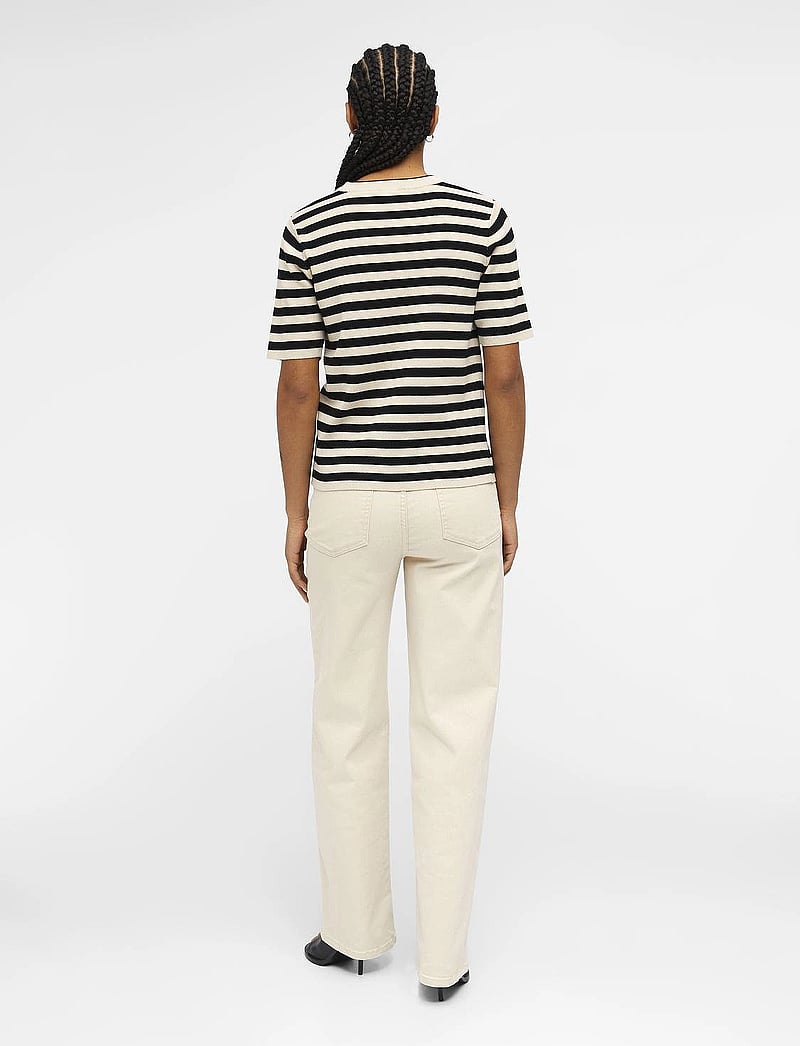 Object - OBJESTER S/S NEW KNIT PULLOVER NOOS - striktrøjer - sandshell - 2