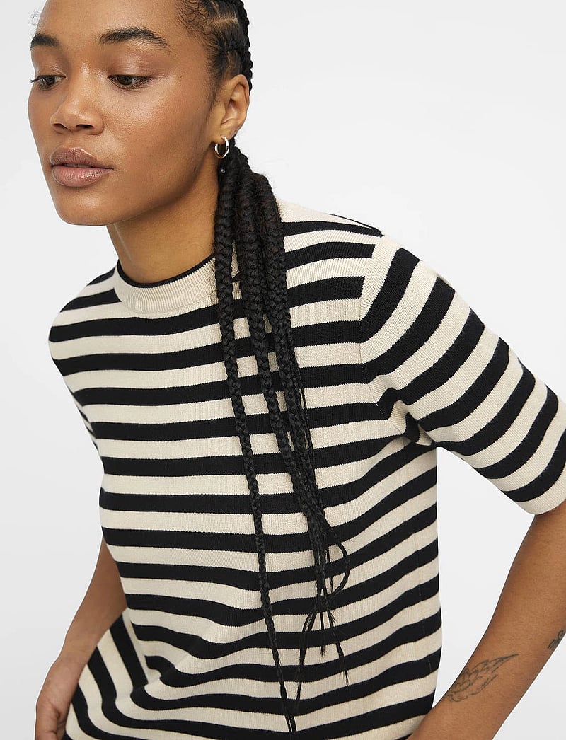 Object - OBJESTER S/S NEW KNIT PULLOVER NOOS - striktrøjer - sandshell - 3
