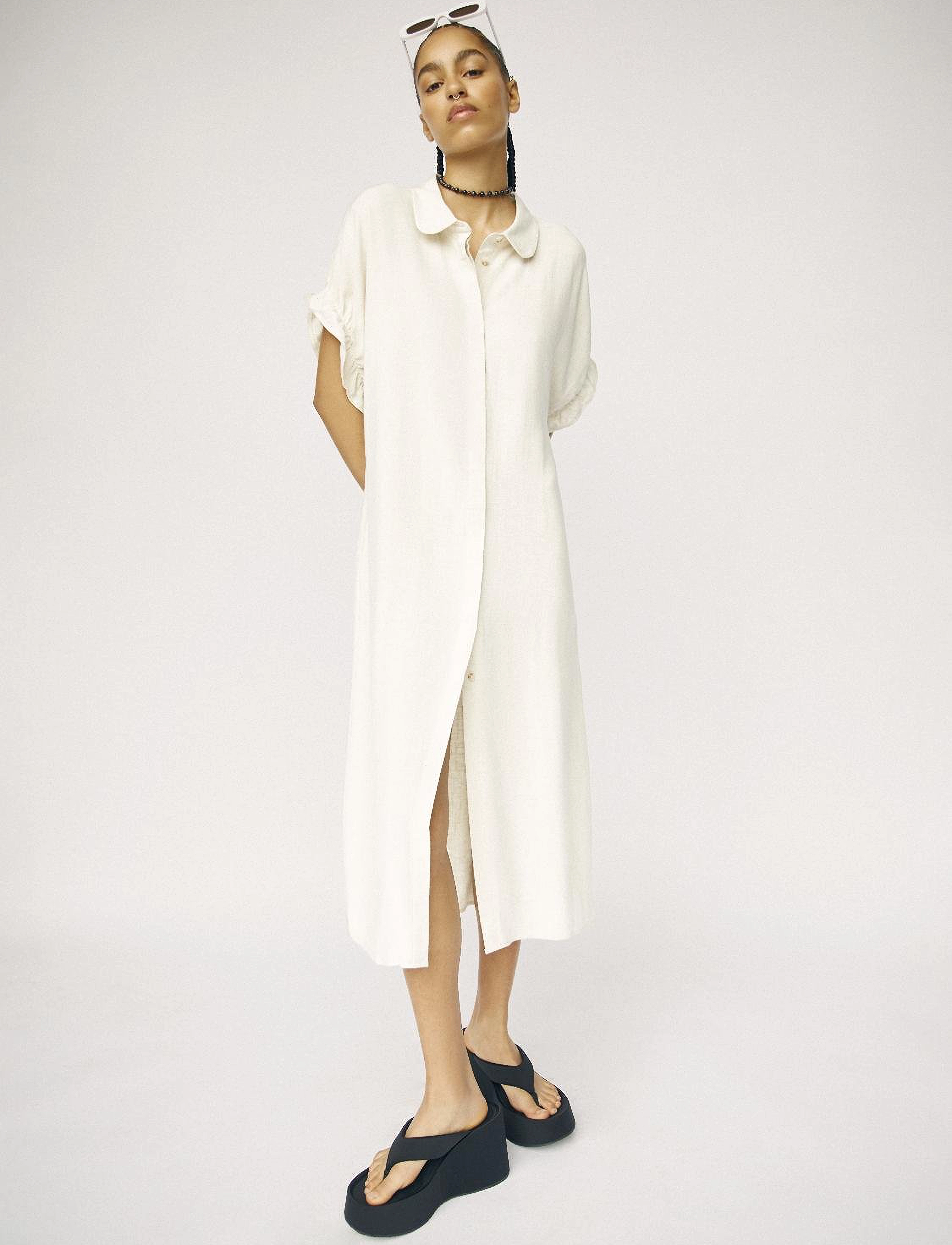 Object OBJSANNE TIANA S/S DRESS NOOS - Särkkleidid - SANDSHELL / white