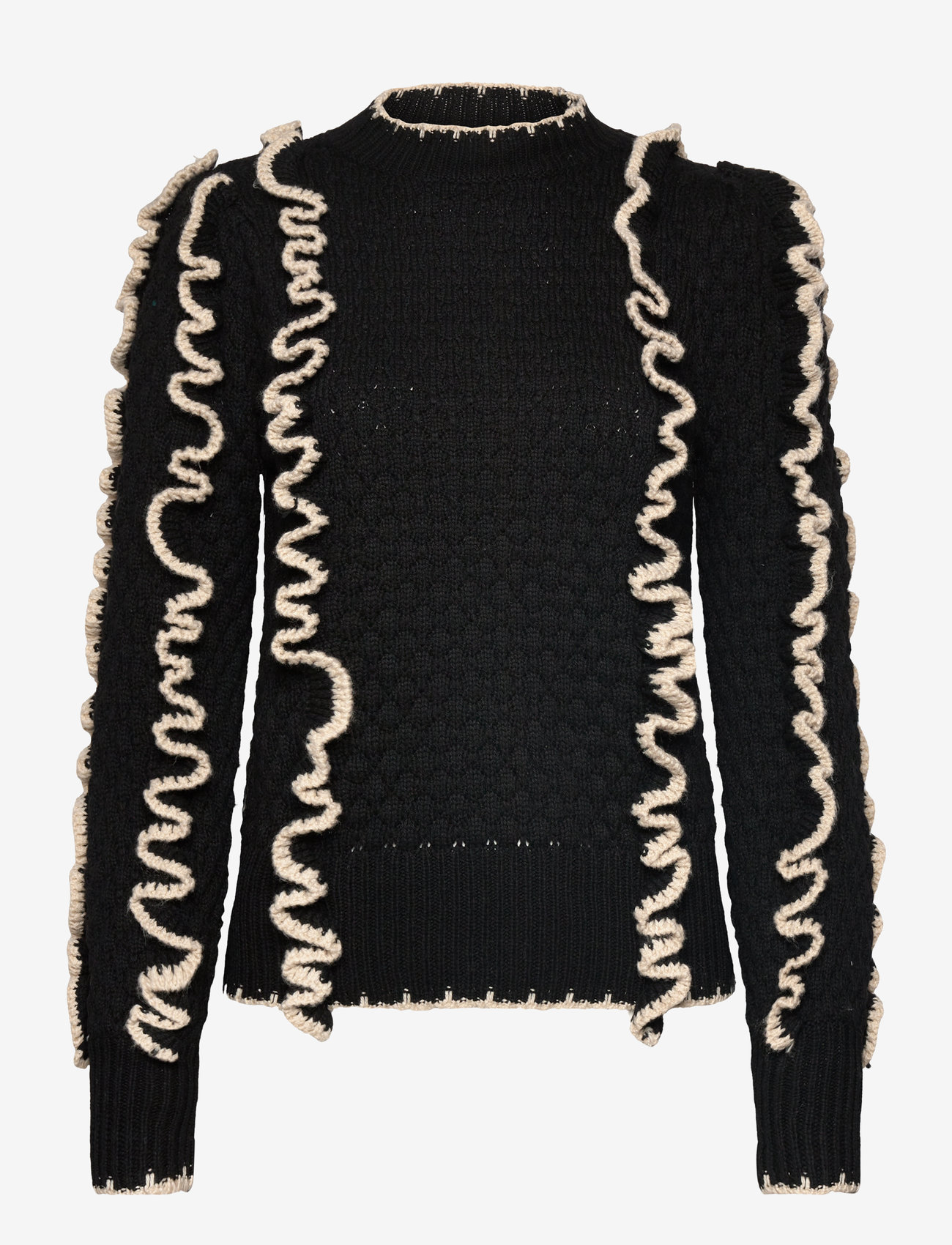 Object - OBJYAA L/S KNIT PULLOVER REP - höstkläder - black - 0