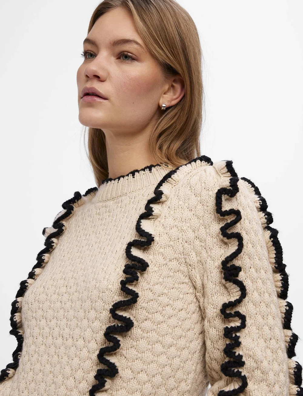 Object - OBJYAA L/S KNIT PULLOVER REP - sviitrid - sandshell - 0