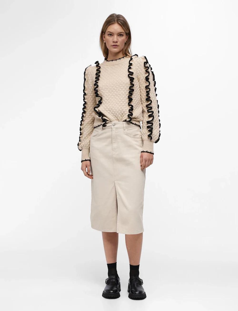 Object - OBJYAA L/S KNIT PULLOVER REP - sviitrid - sandshell - 4