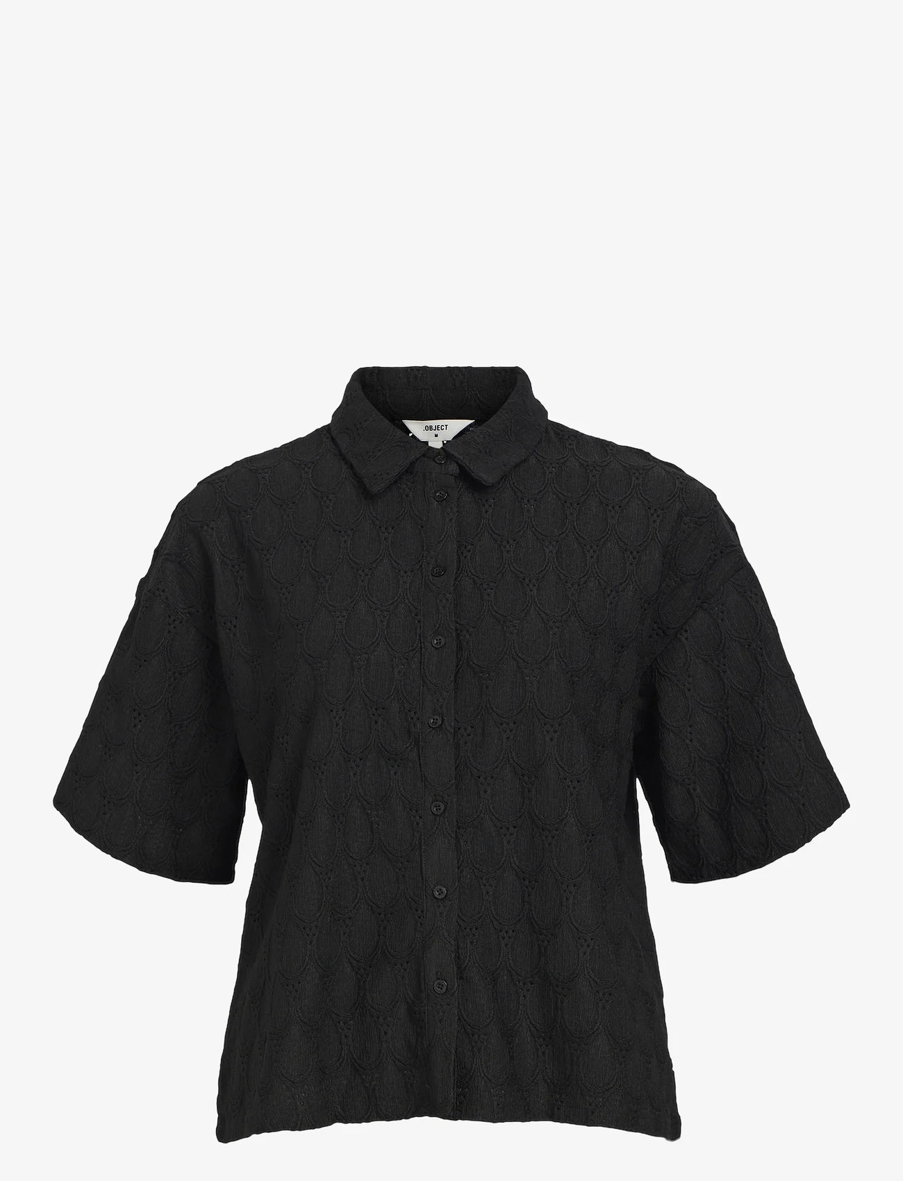 Object - OBJFEODORA 2/4 SLEEVE SHIRT DIV - short-sleeved shirts - black - 1