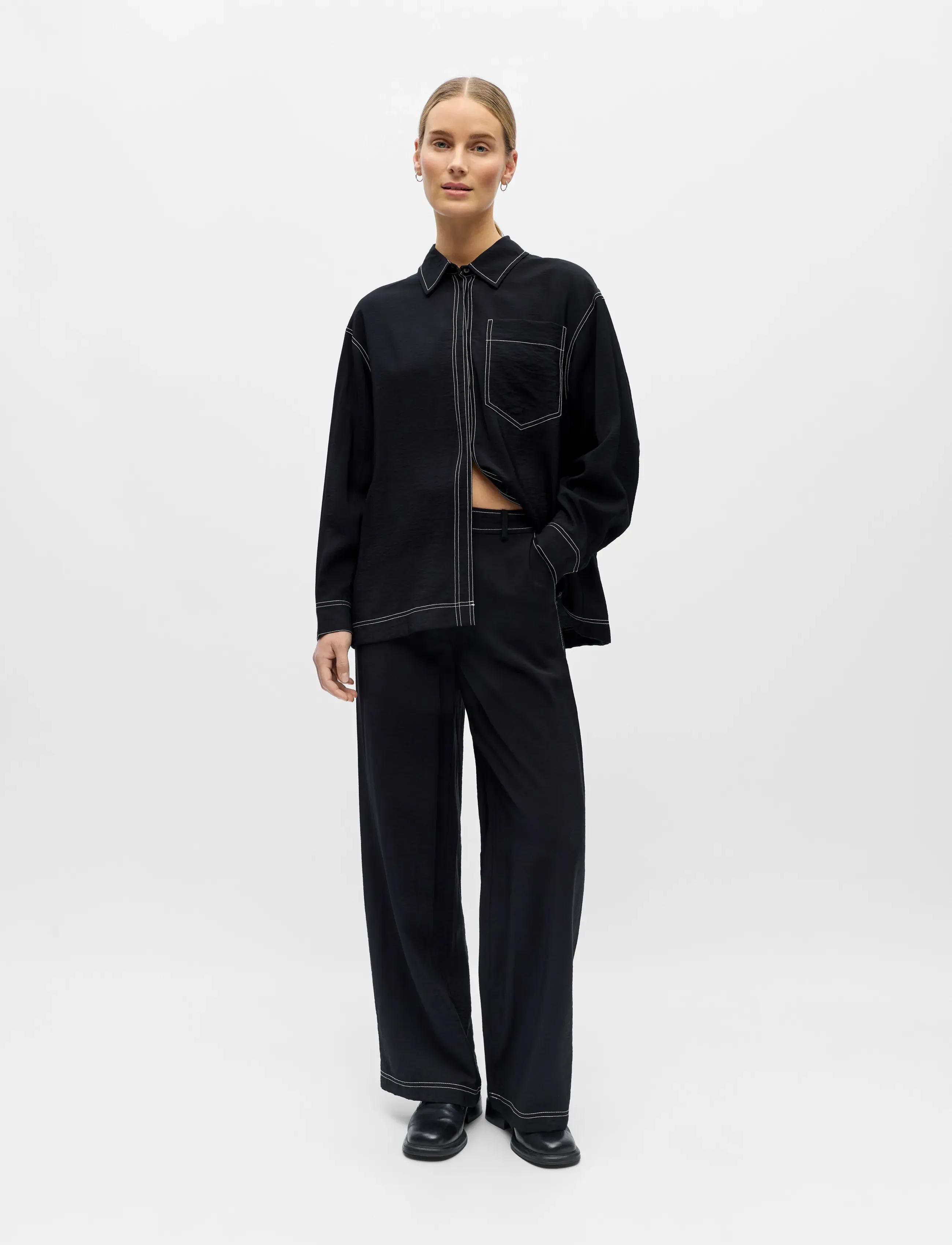 Object OBJJACIRA LISA PANT DIV - Kontorskläder - BLACK / black