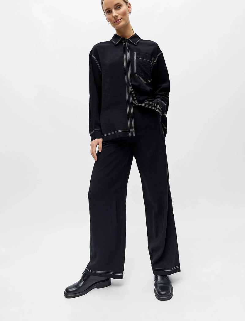 Object - OBJJACIRA LISA PANT DIV - bukser med brede ben - black - 4
