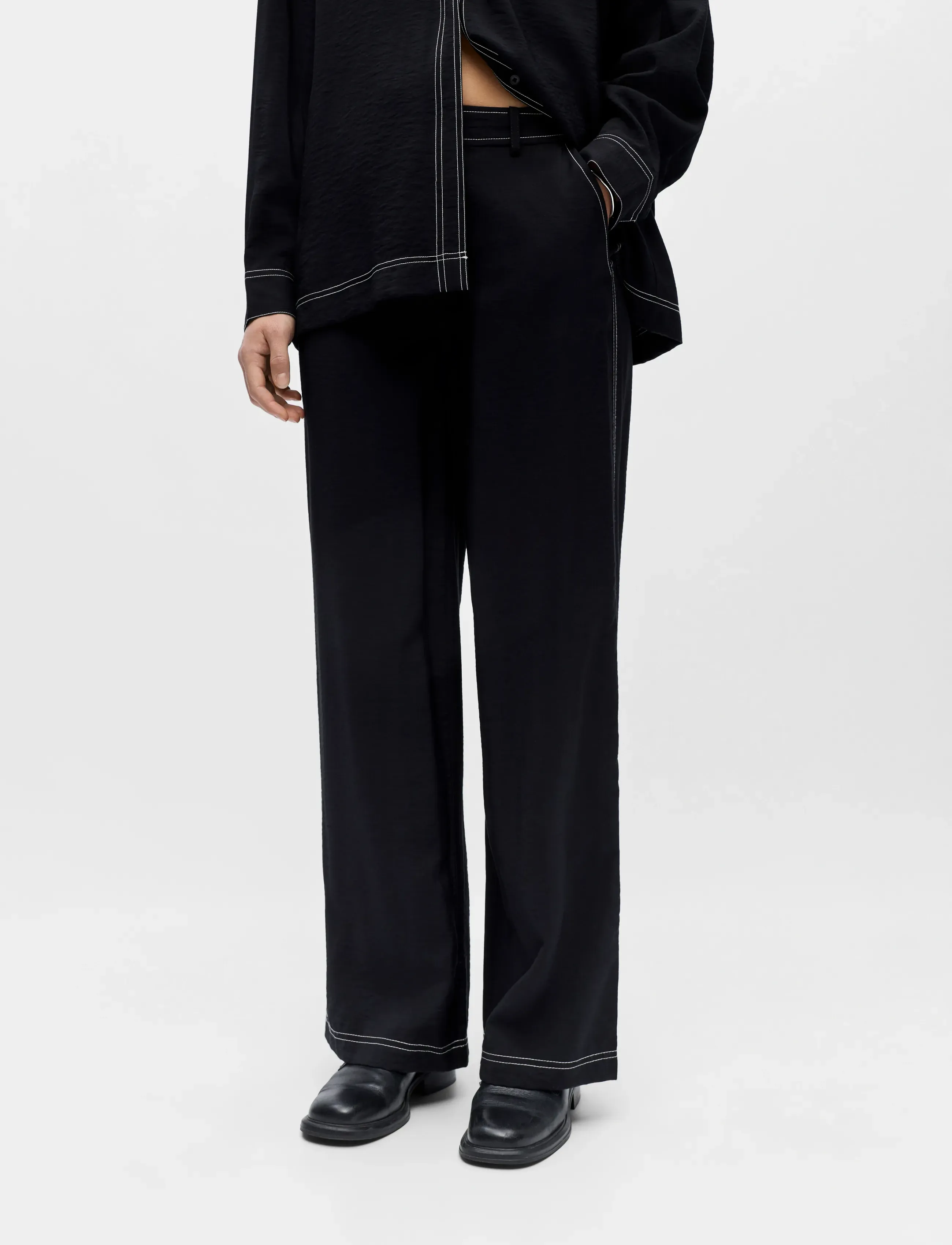 Object - OBJJACIRA LISA PANT DIV - vida byxor - black - 5