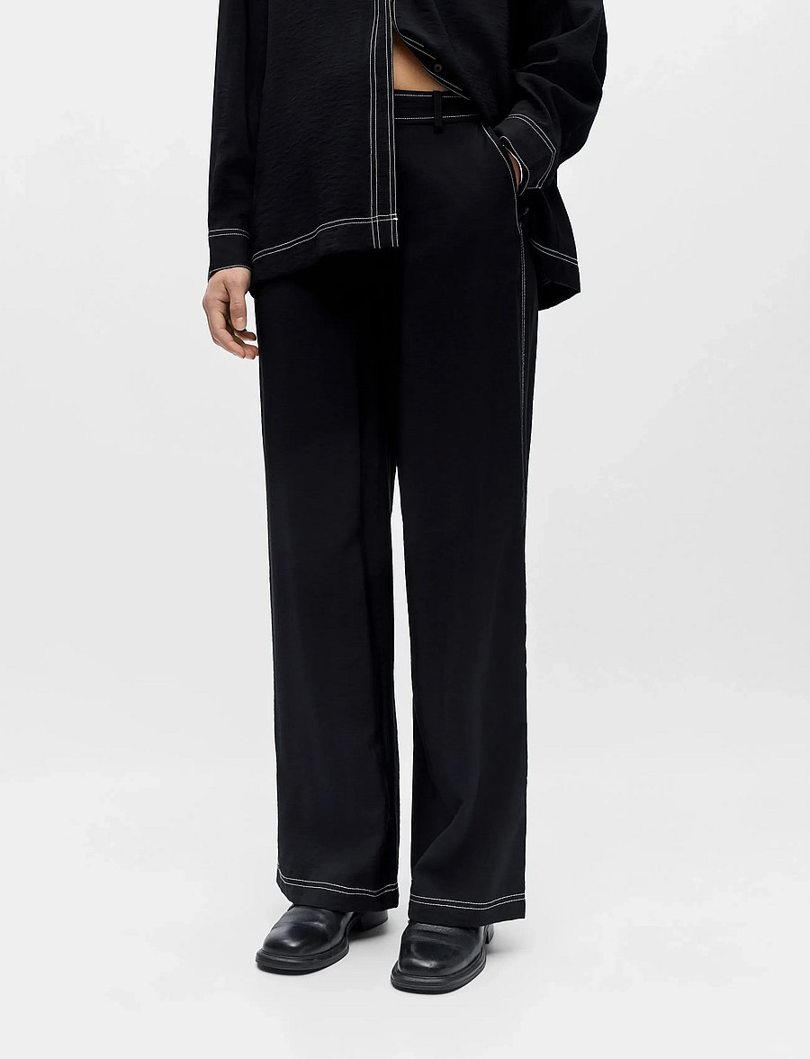 Object - OBJJACIRA LISA PANT DIV - buxur með víðum skálmum - black - 5