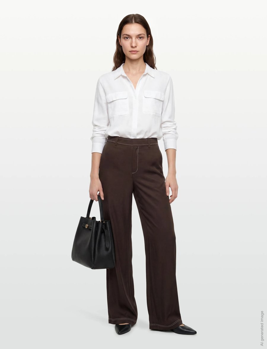 Object - OBJJACIRA LISA PANT DIV - hosen mit weitem bein - seal brown - 0