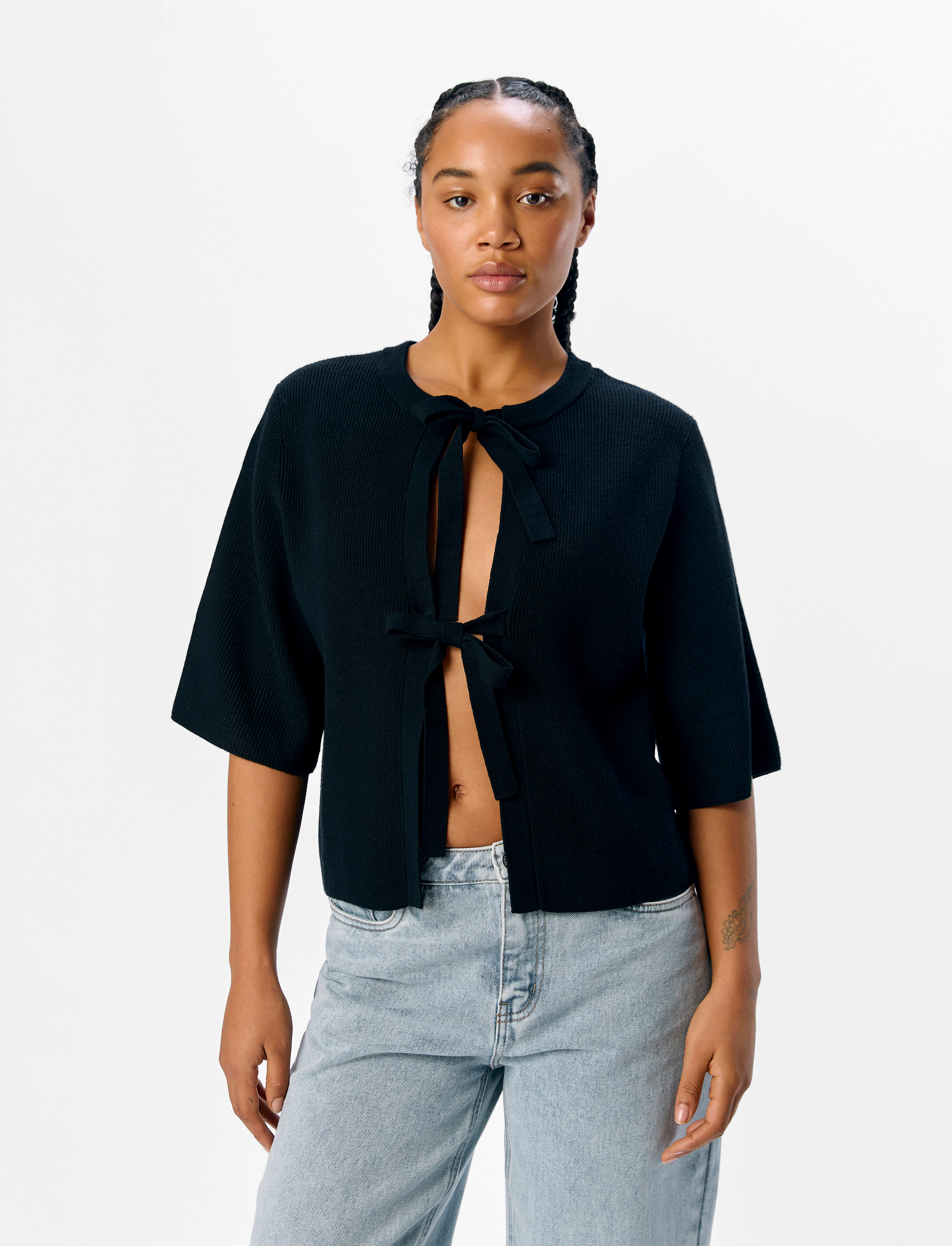 Object Objulla Parvi 2/4 Knit Cardigan Noos, M, Black, Strik > Cardigans, Dame