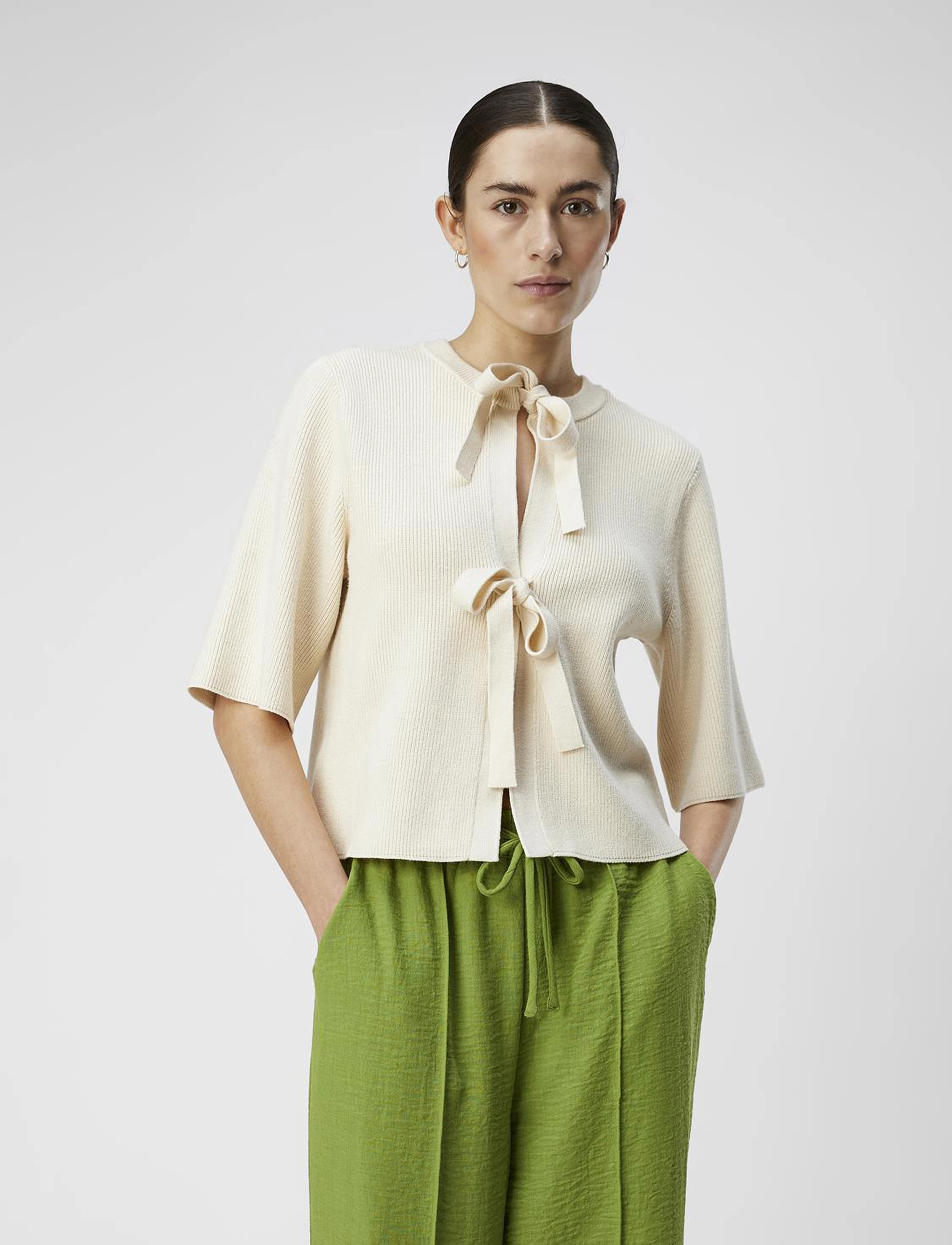 Object Objulla Parvi 2/4 Knit Cardigan Noos, XS, Knitwear, Creme - Cardigans, Frauen