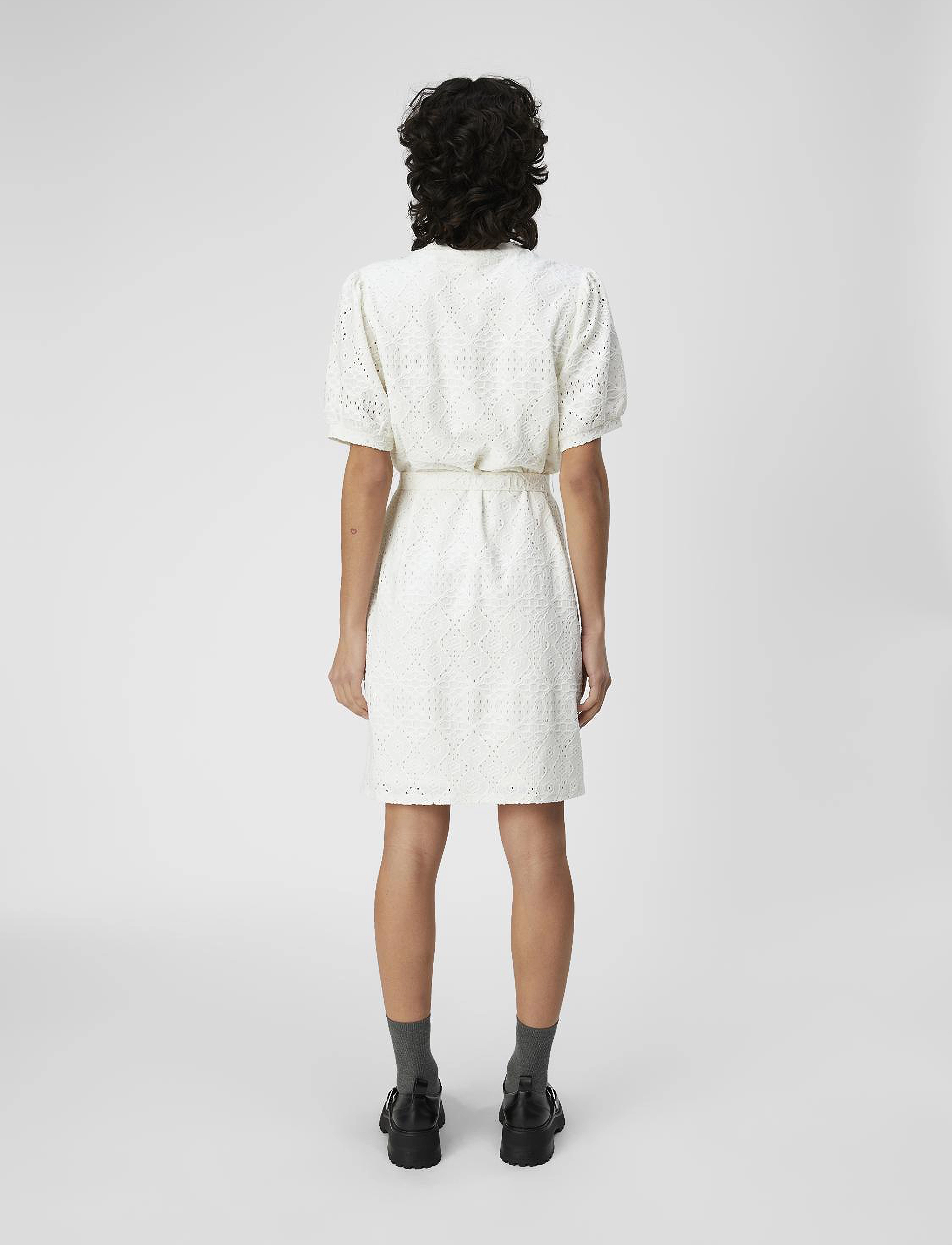 Object - OBJFEODORA S/S SHORT DRESS NOOS - cloud dancer - 3
