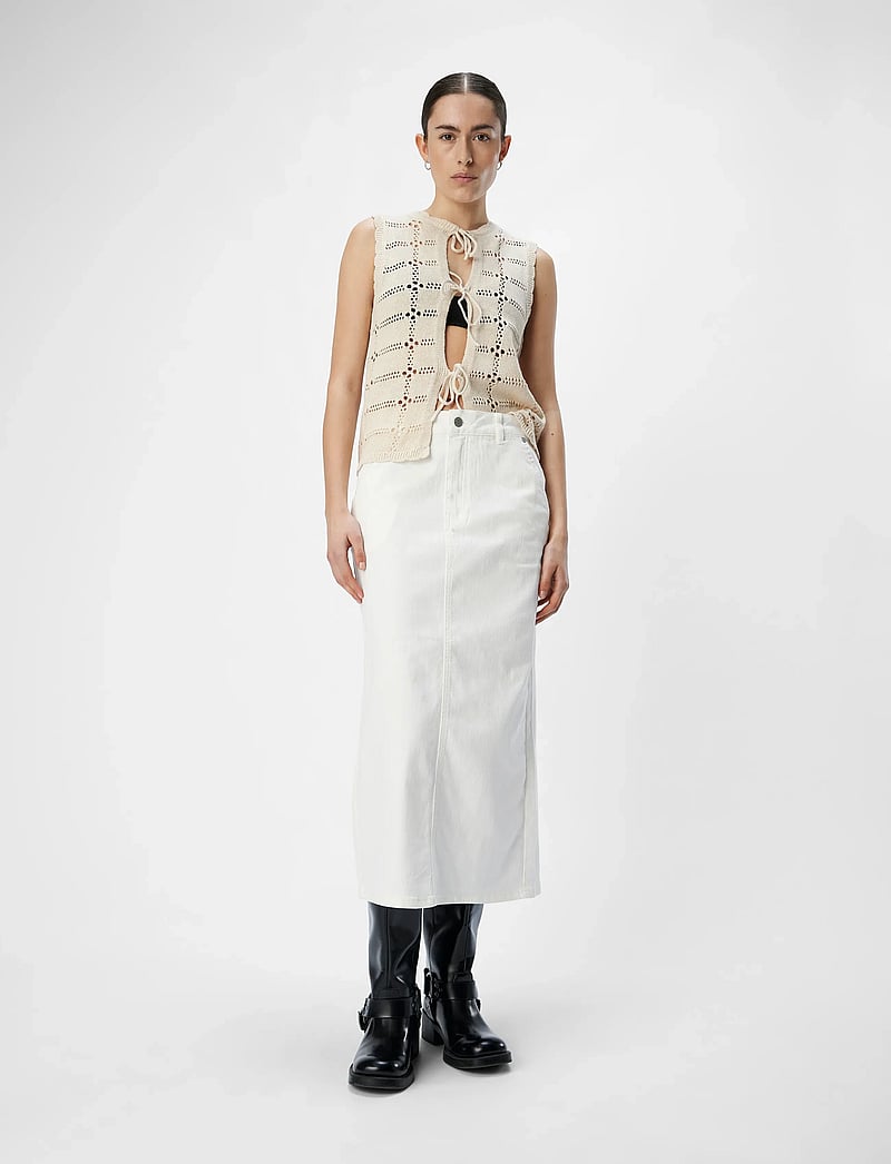 Object - OBJTALIA HW TWILL SKIRT REP - denimnederdele - cloud dancer - 4