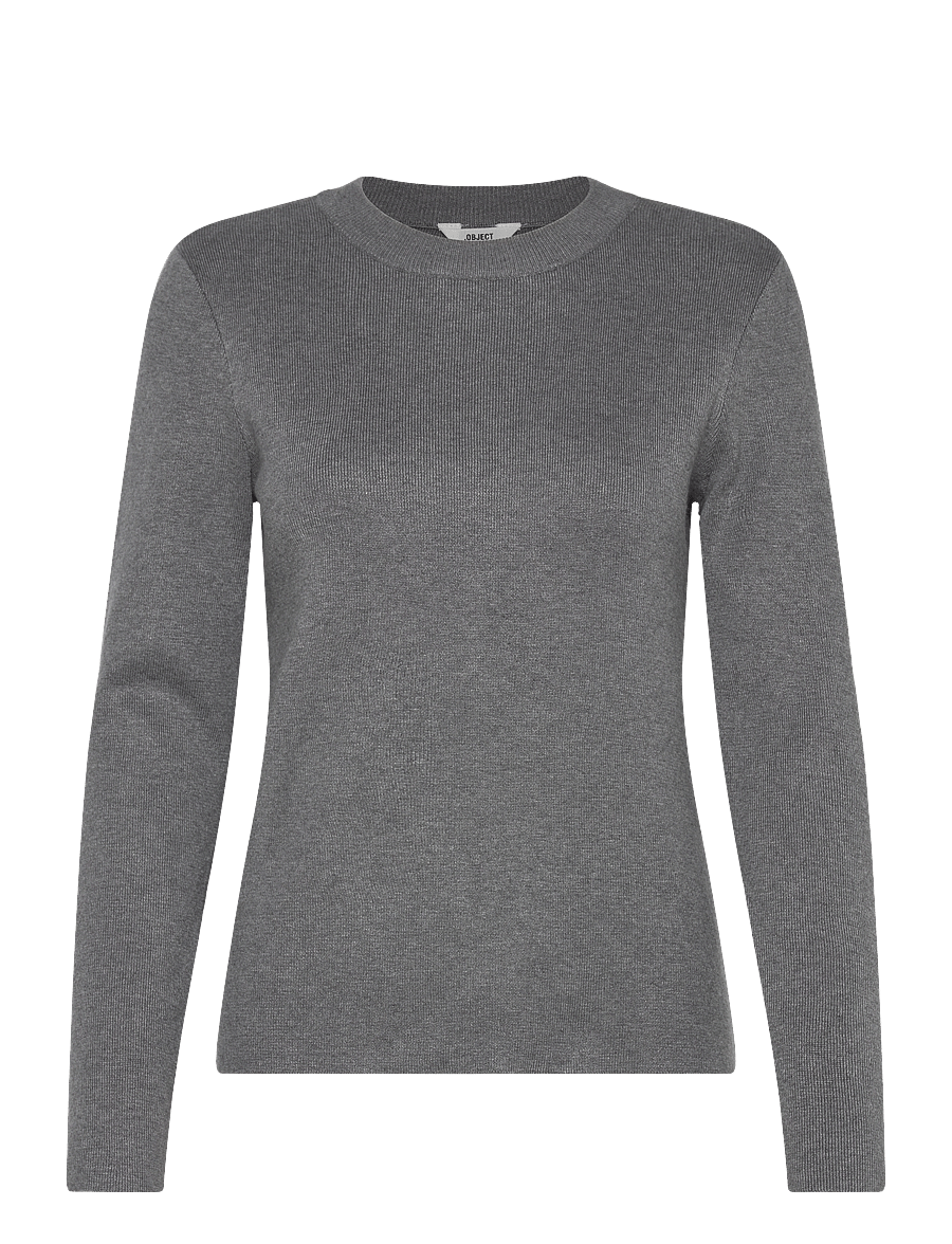 Object - OBJESTER SLI L/S KNIT PULLOVER NOOS - stickade tröjor - medium grey melange - 1
