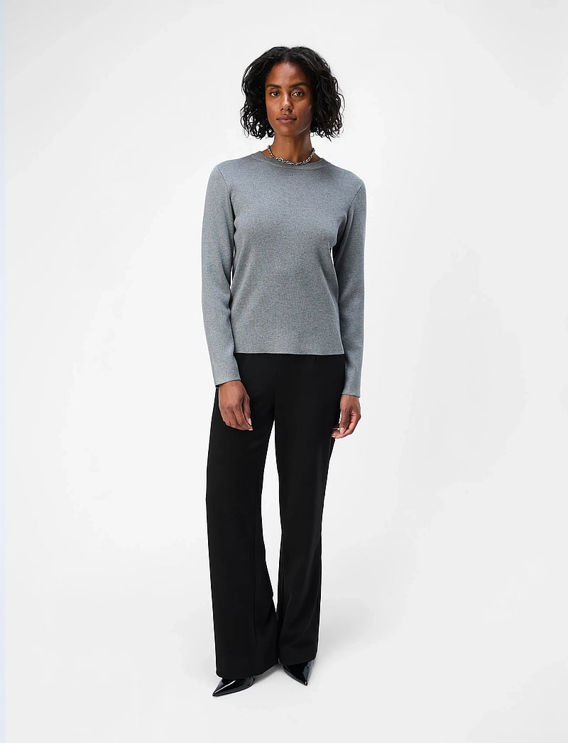Object - OBJESTER SLI L/S KNIT PULLOVER NOOS - pullover - medium grey melange - 4