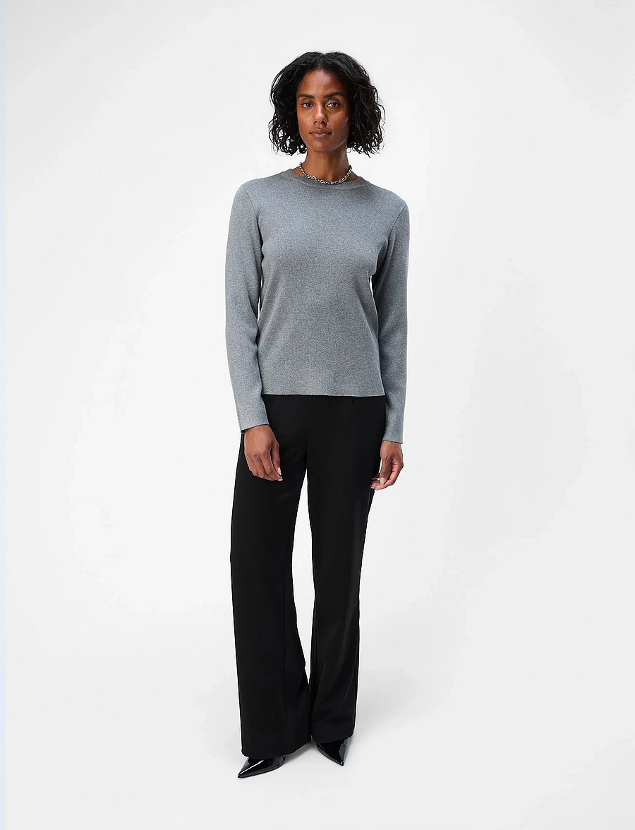 Object - OBJESTER SLI L/S KNIT PULLOVER NOOS - stickade tröjor - medium grey melange - 4