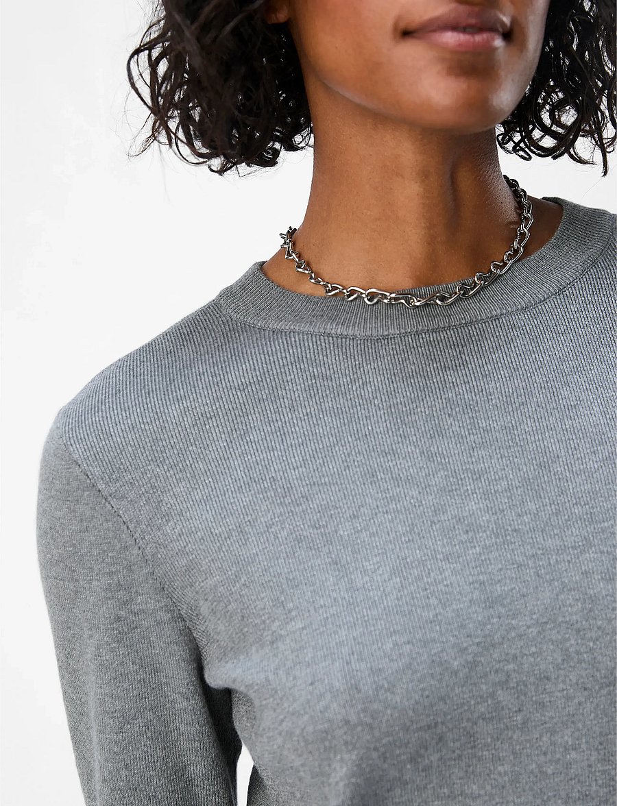 Object - OBJESTER SLI L/S KNIT PULLOVER NOOS - stickade tröjor - medium grey melange - 5
