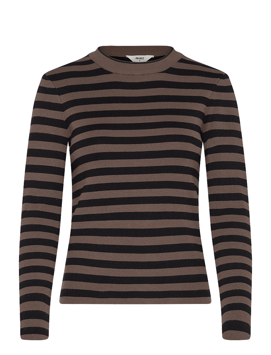 Object - OBJESTER SLI L/S KNIT PULLOVER NOOS - striktrøjer - morel - 1