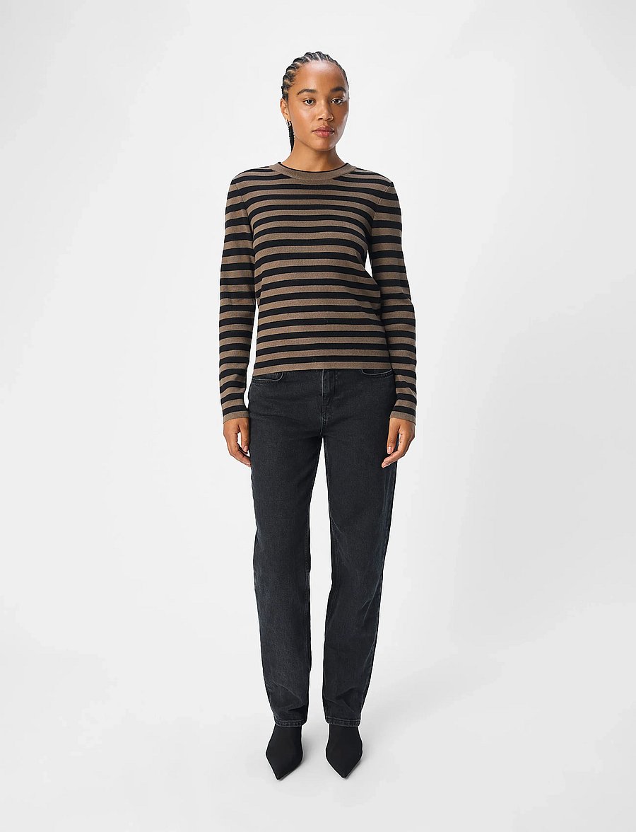Object - OBJESTER SLI L/S KNIT PULLOVER NOOS - striktrøjer - morel - 4