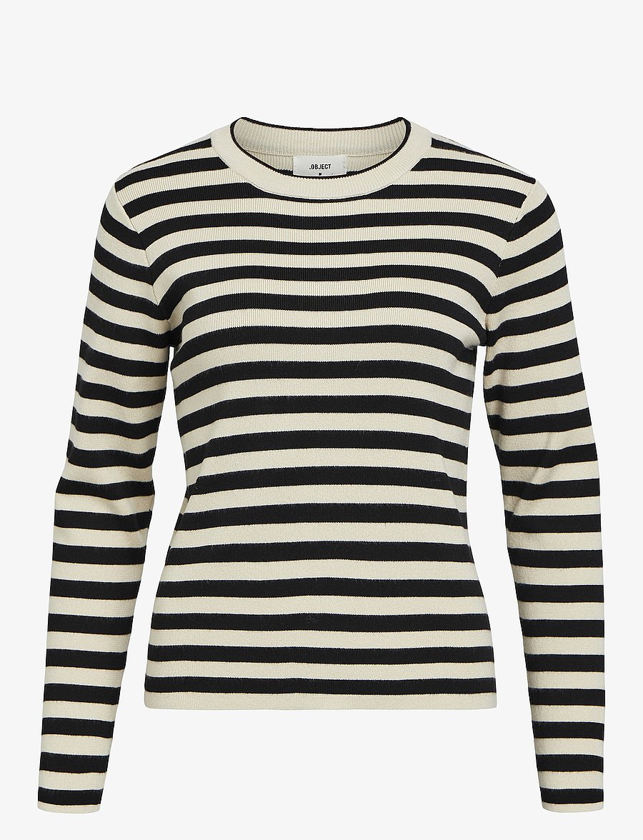 Object - OBJESTER SLI L/S KNIT PULLOVER NOOS - neulepuserot - sandshell - 1