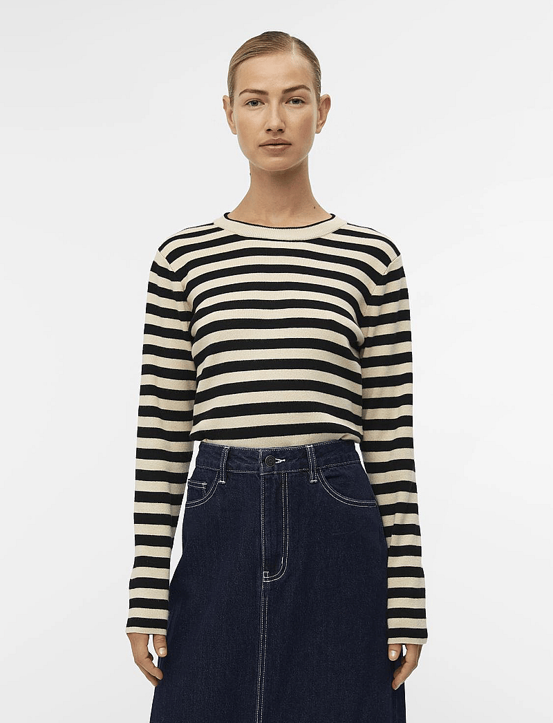 Object - OBJESTER SLI L/S KNIT PULLOVER NOOS - stickade tröjor - sandshell - 0