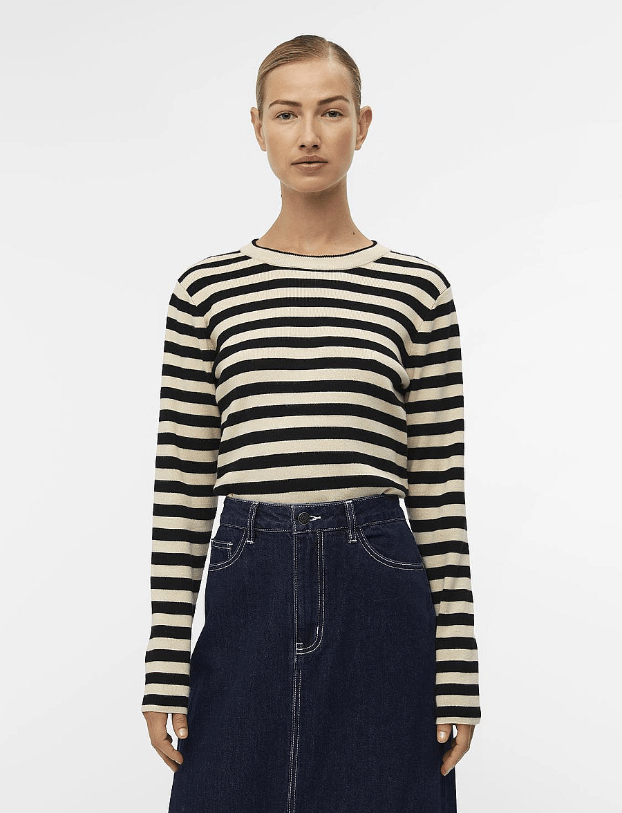 Object - OBJESTER SLI L/S KNIT PULLOVER NOOS - neulepuserot - sandshell - 0