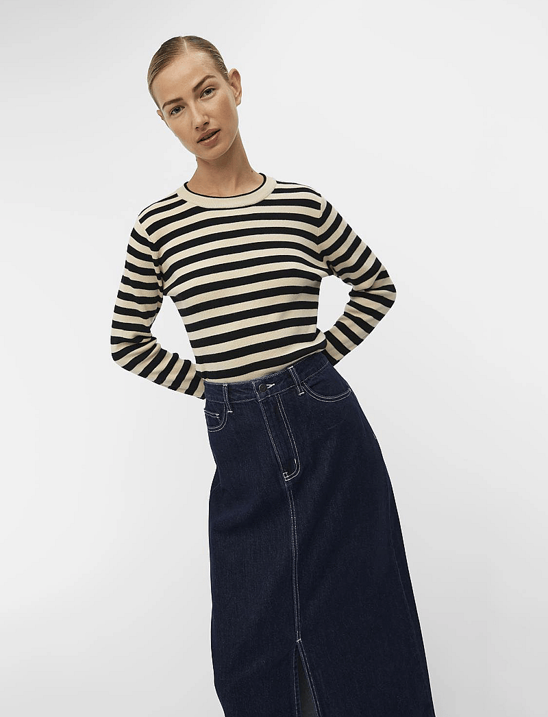 Object - OBJESTER SLI L/S KNIT PULLOVER NOOS - stickade tröjor - sandshell - 3