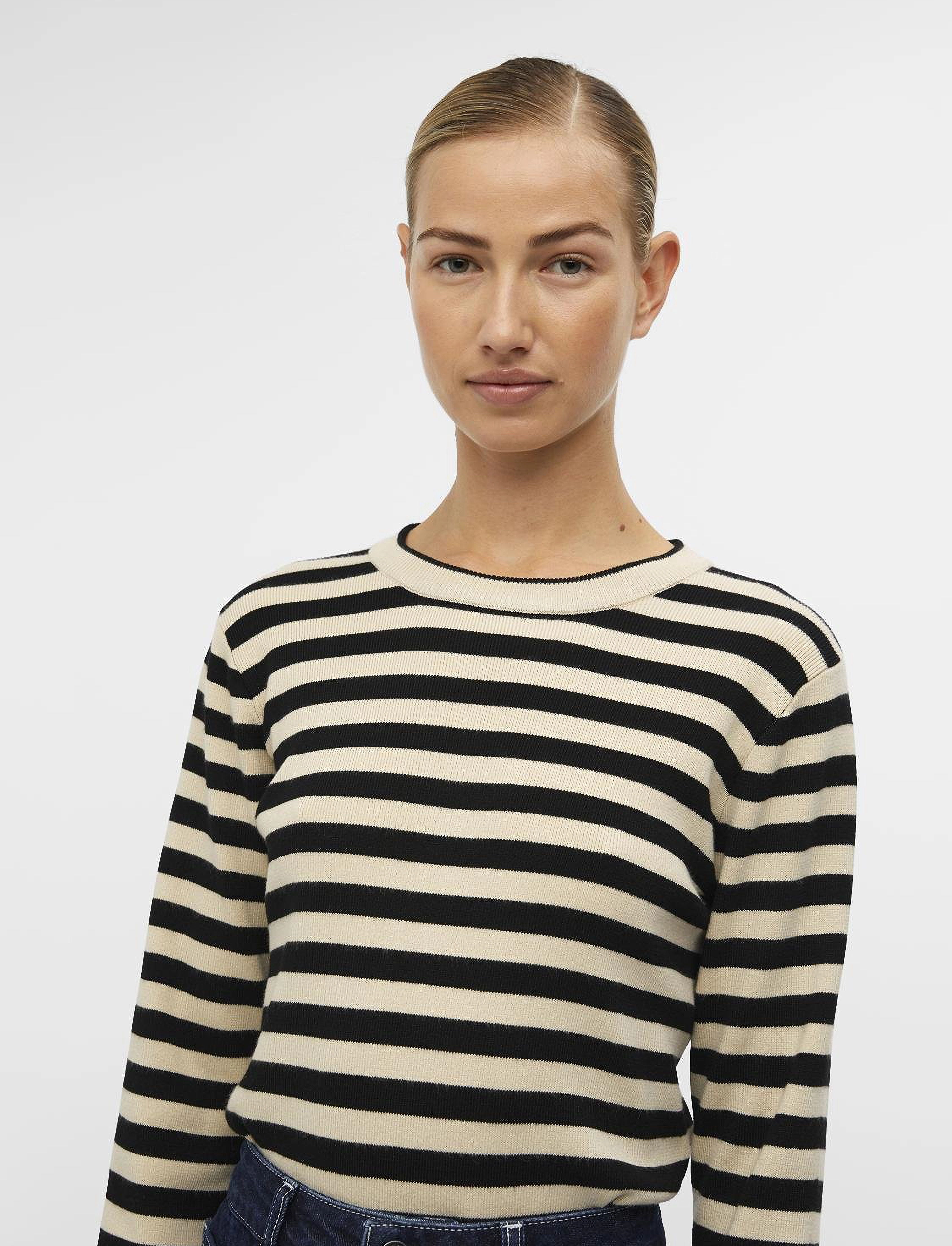 Object - OBJESTER SLI L/S KNIT PULLOVER NOOS - neulepuserot - sandshell - 4