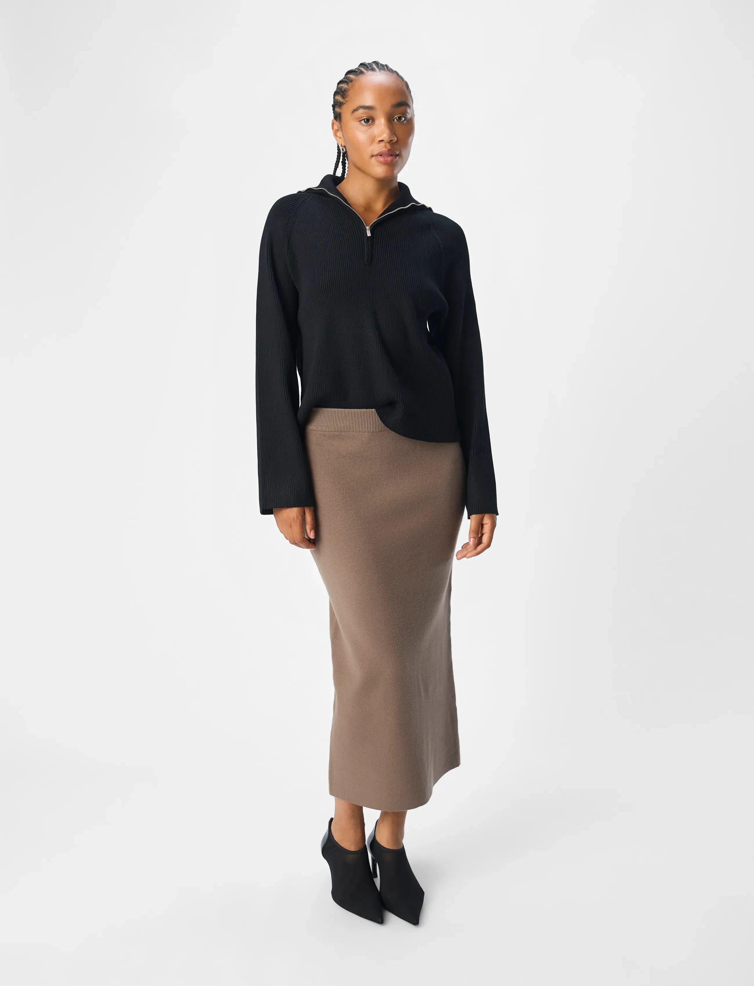 Object - OBJREYNARD HW KNIT SKIRT NOOS - midi nederdele - morel - 4