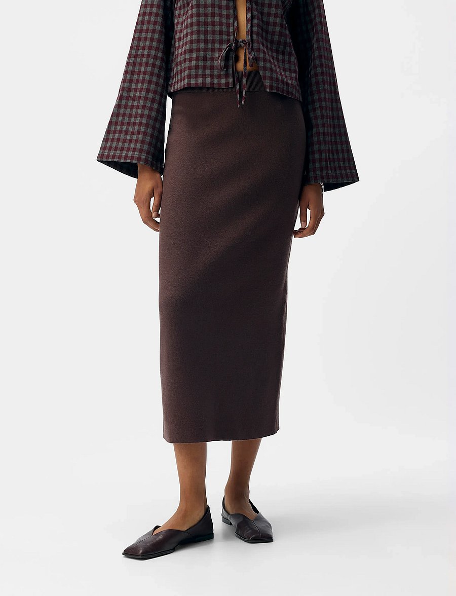 Object - OBJREYNARD HW KNIT SKIRT NOOS - seal brown - 0