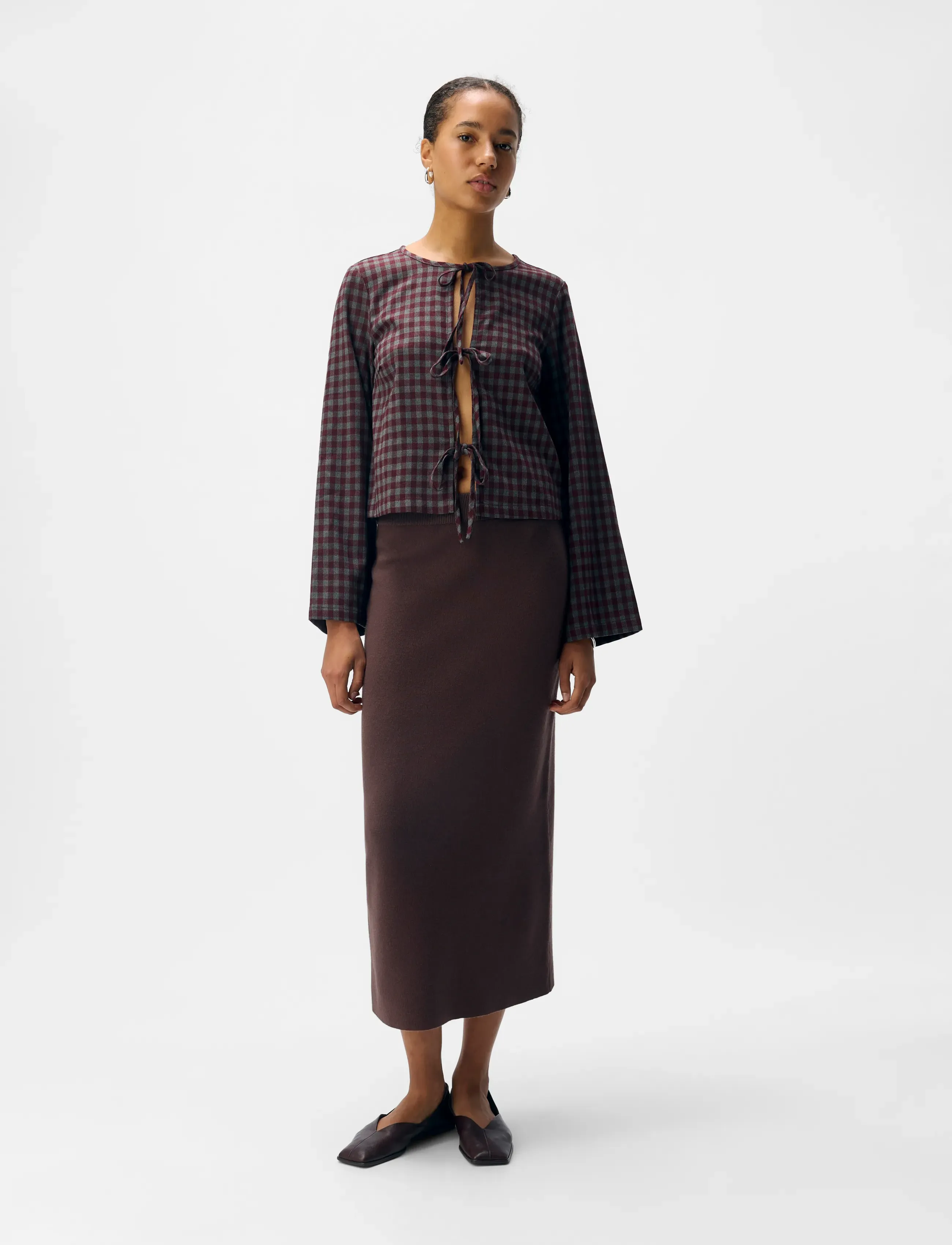 Object - OBJREYNARD HW KNIT SKIRT NOOS - seal brown - 4